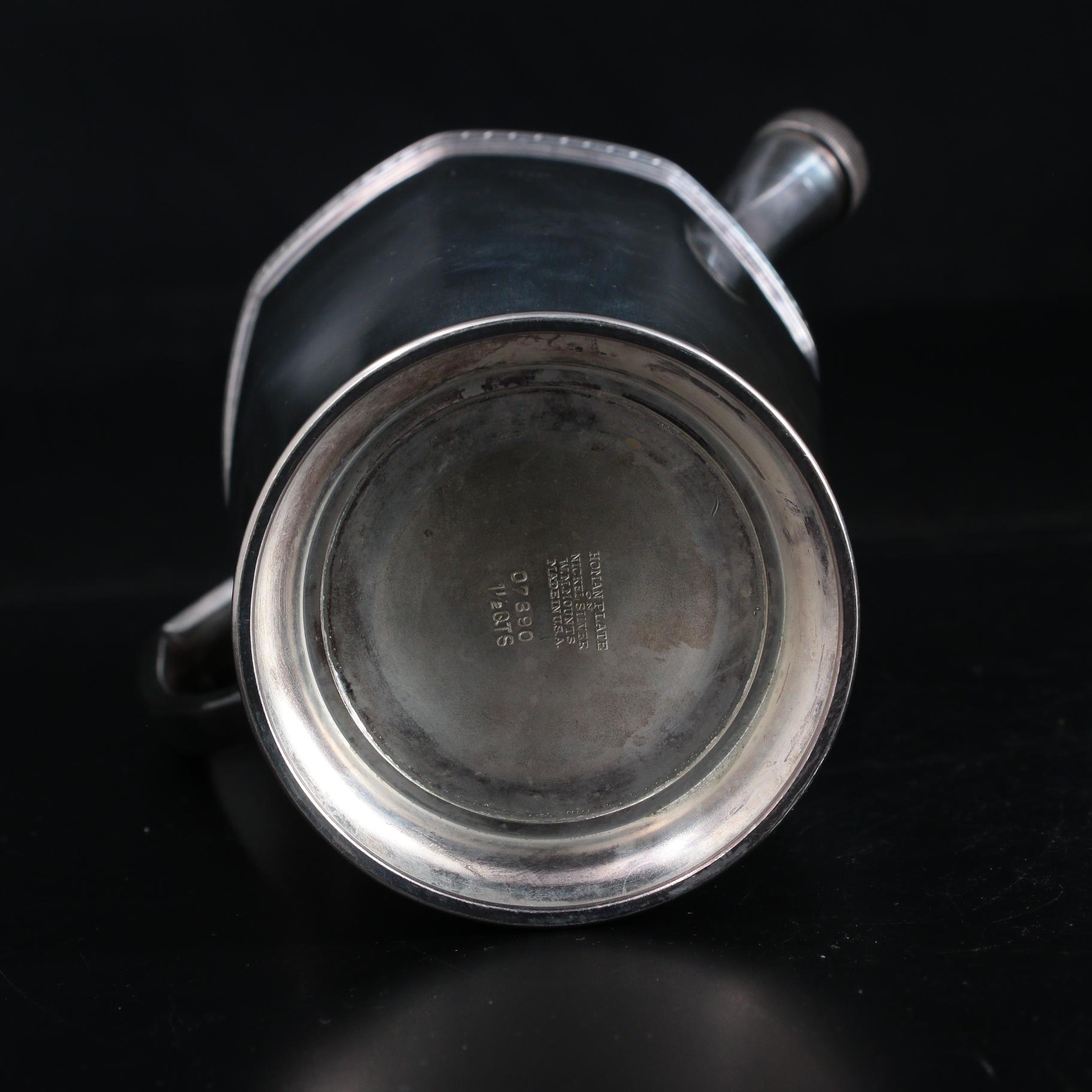 Art Deco W.M. Mounts Silver Plate Cocktail Shaker and Ice Bucket