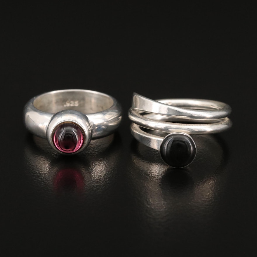 Sterling Glass and Spiral Rings