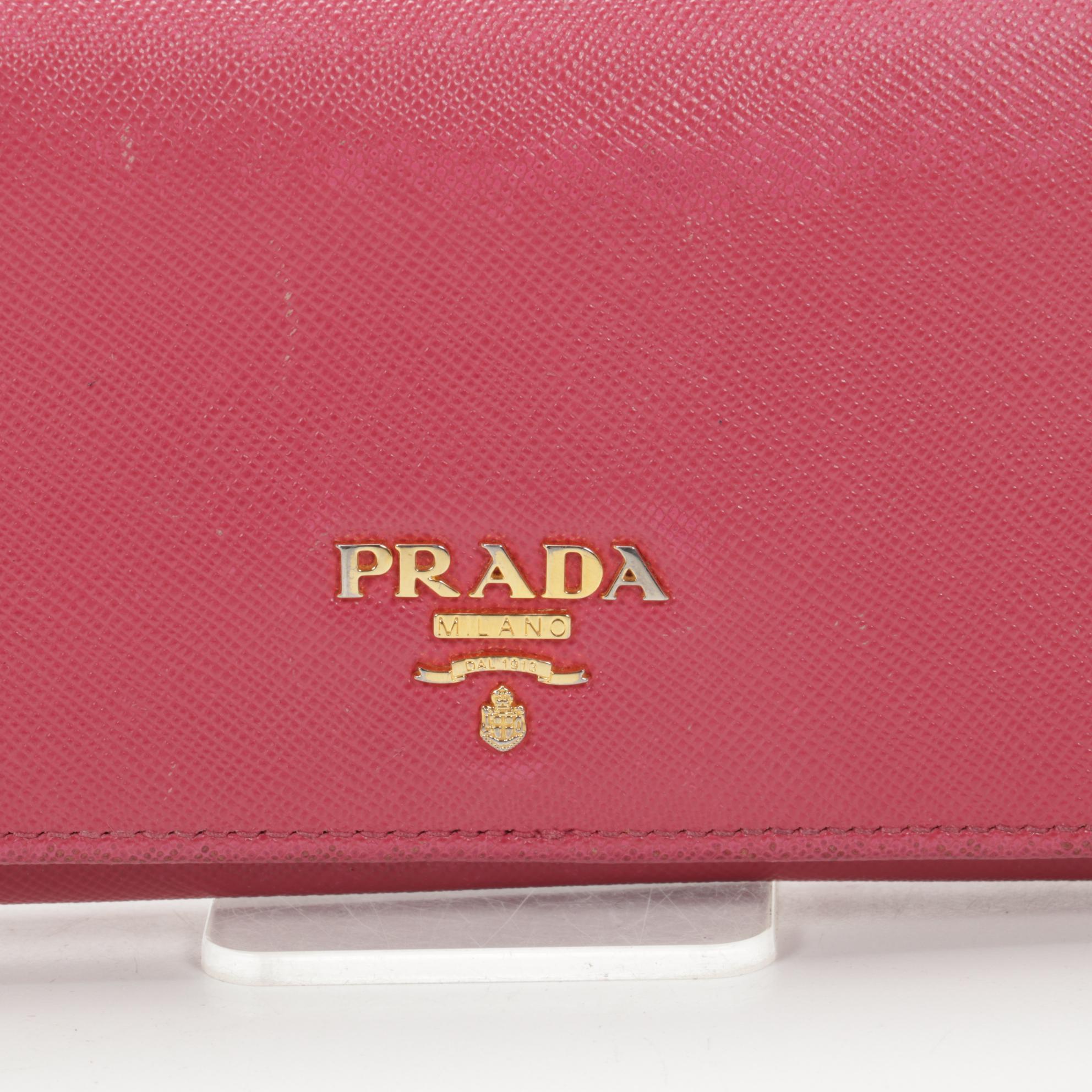 Prada Long Wallet in Pink Saffiano Leather