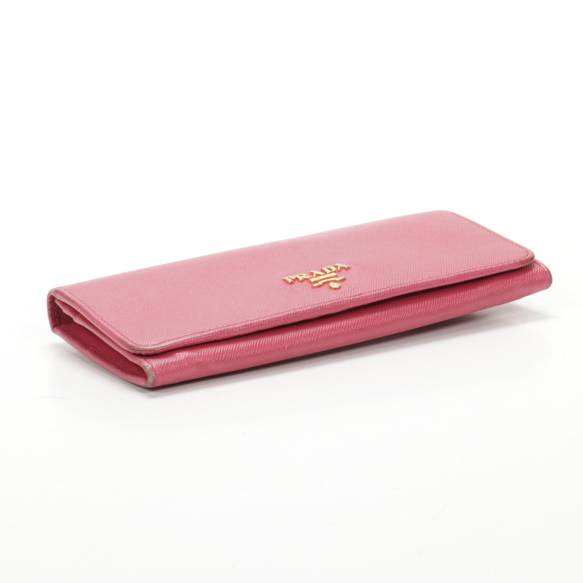 Prada Long Wallet in Pink Saffiano Leather