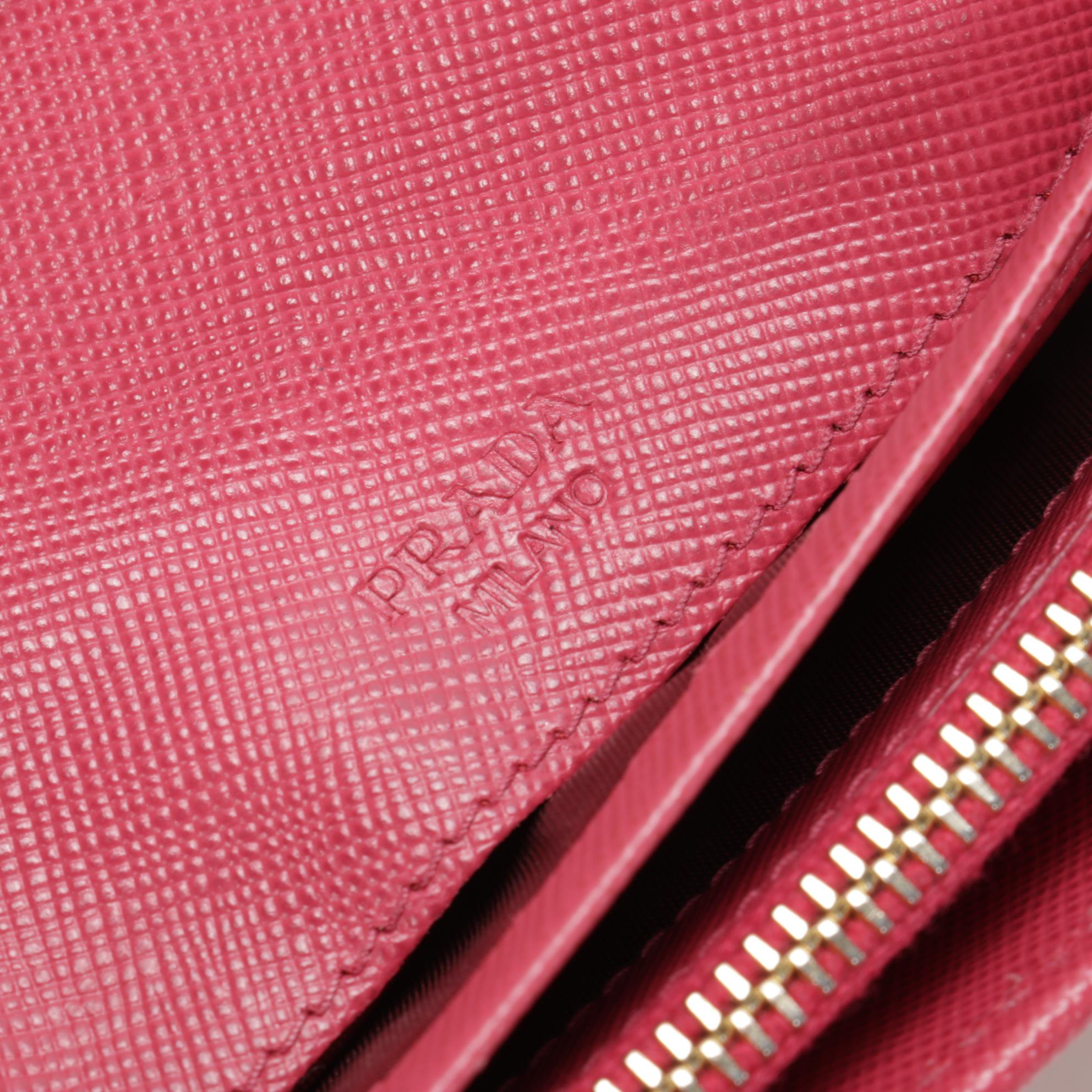 Prada Long Wallet in Pink Saffiano Leather