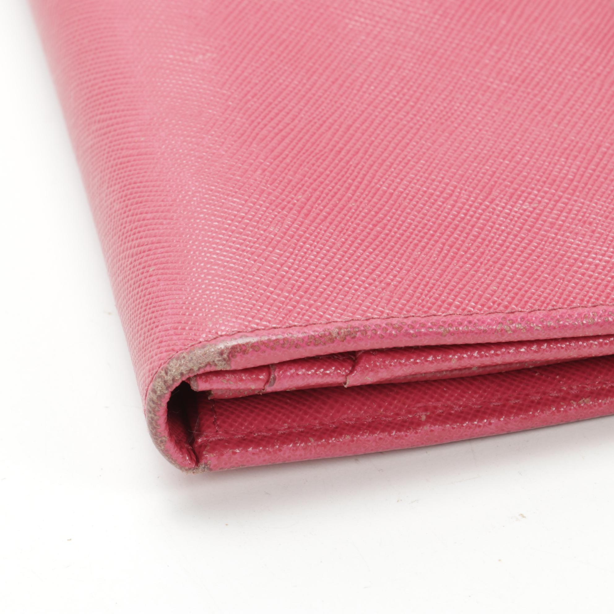 Prada Long Wallet in Pink Saffiano Leather