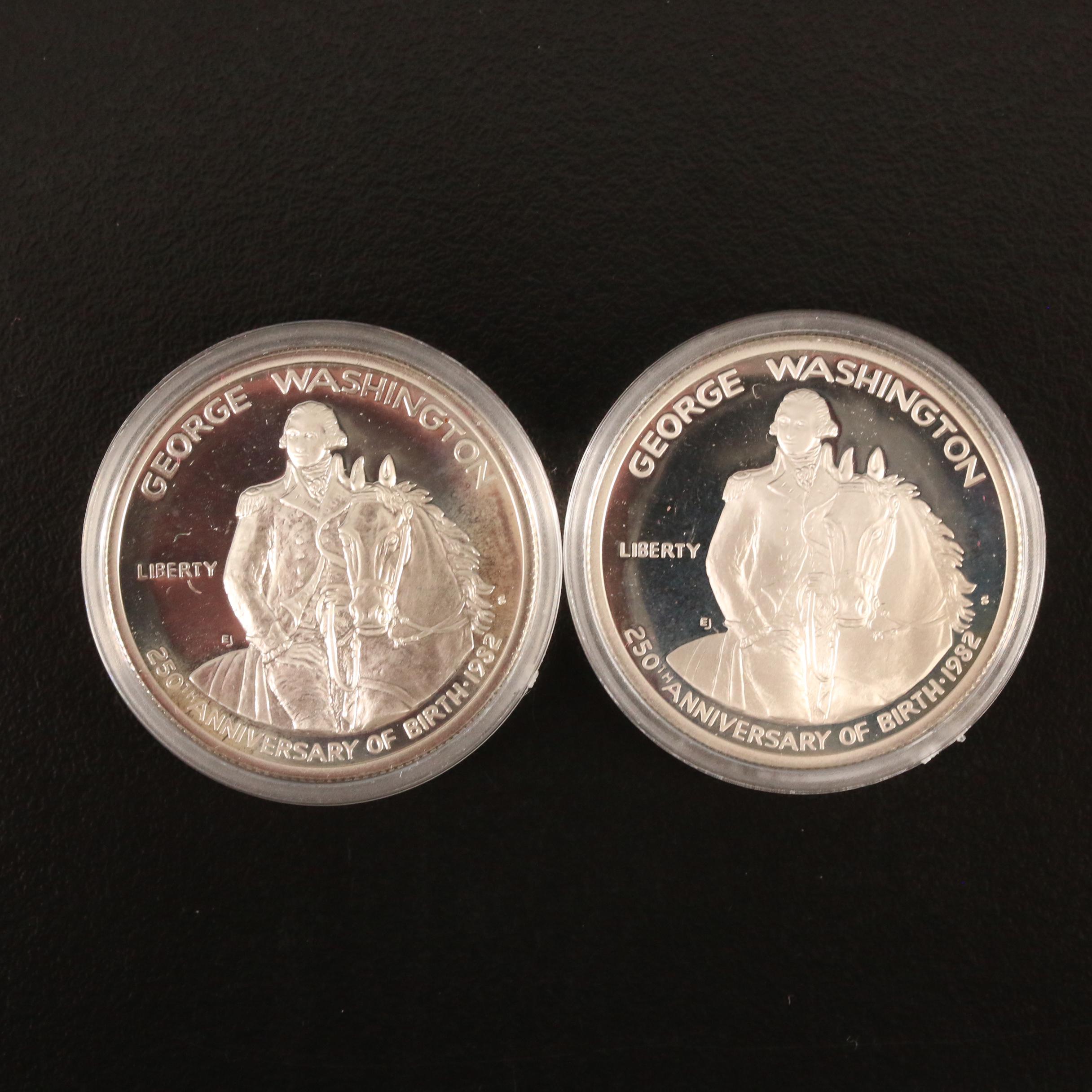 Ten 1982-S George Washington Proof Commemorative Silver Half Dollars