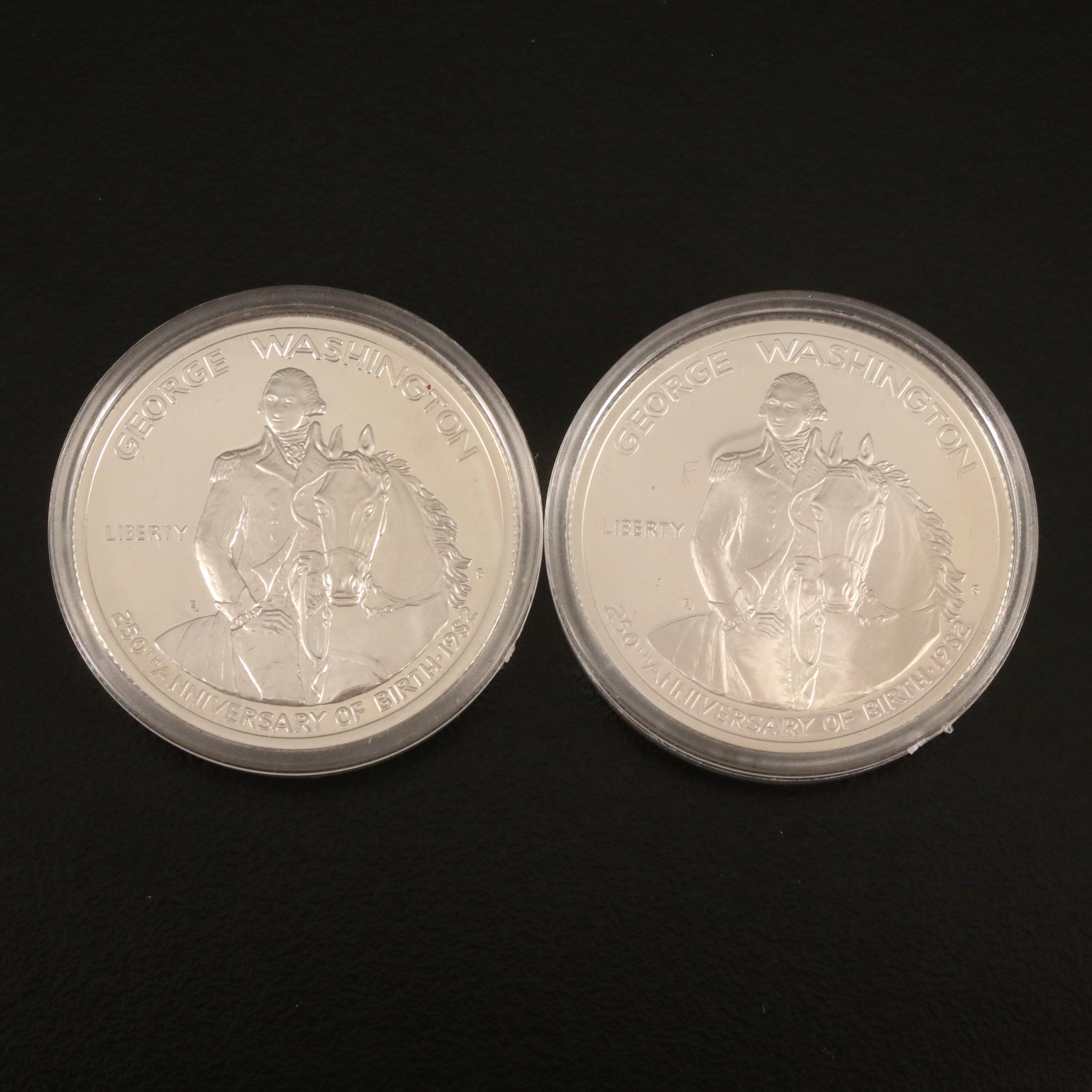 Ten 1982-S George Washington Proof Commemorative Silver Half Dollars