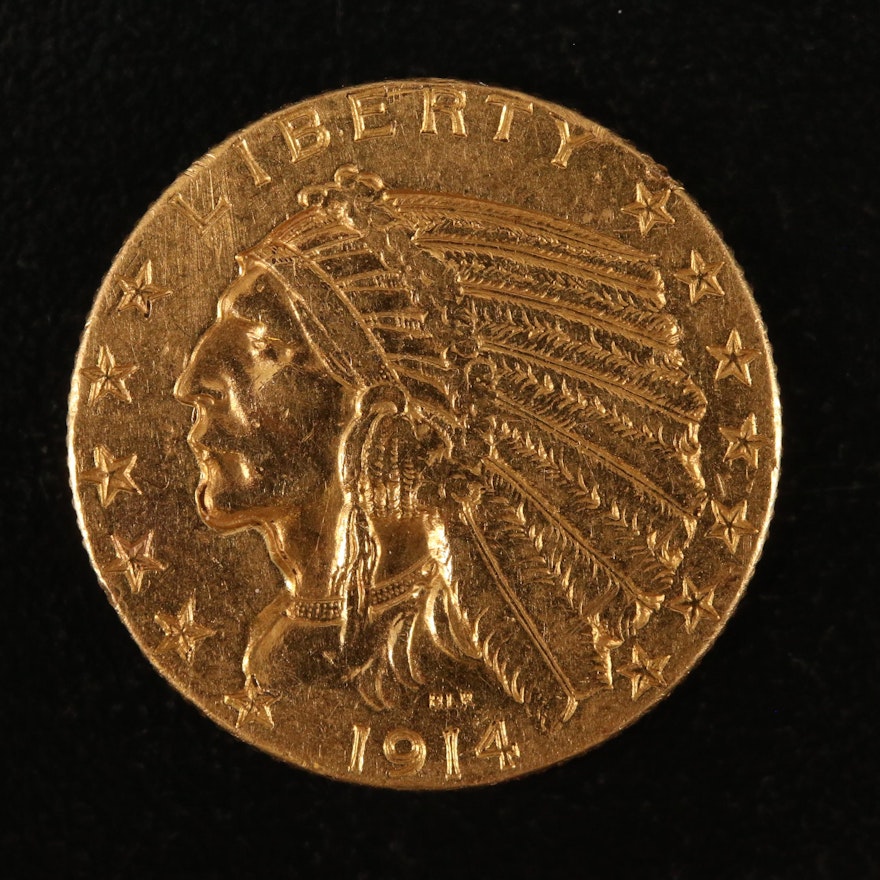 1914 Indian Head $5 Gold Half Eagle Coin