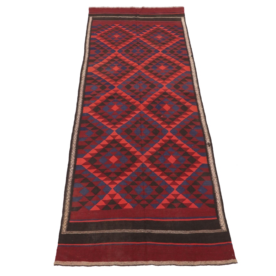 4'9 x 12'7 Handwoven Afghan Kilim Long Rug