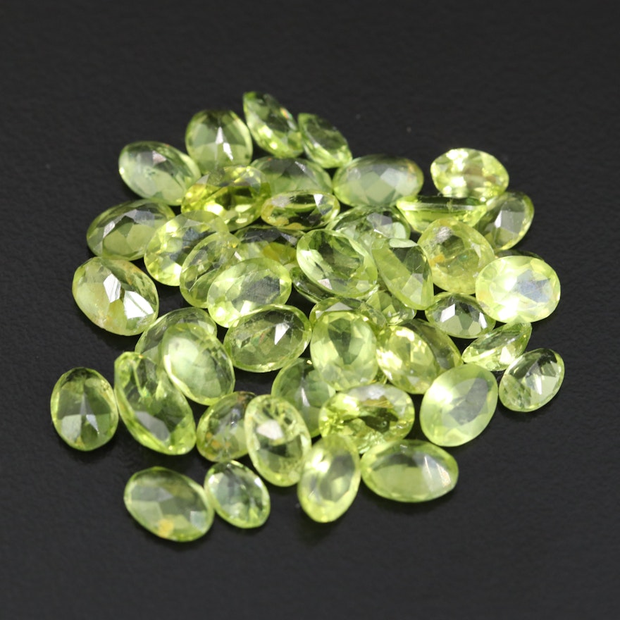 Loose 35.25 CTW Oval Faceted Peridot Gemstones