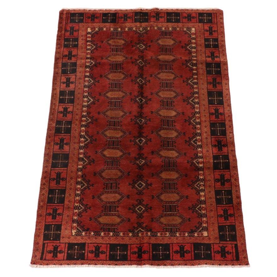 3'11 x 6'7 Hand-Knotted Russian Bokhara Wool Area Rug