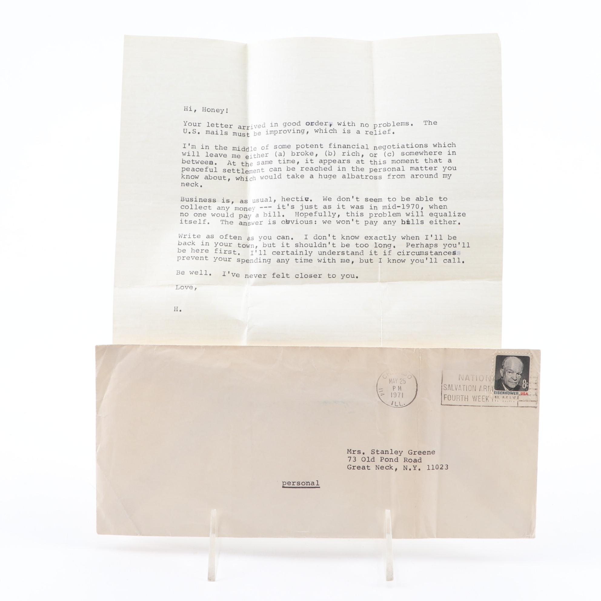 Filmmaker Herschell Gordon Lewis Love Letters to Sara Greene, 1970s