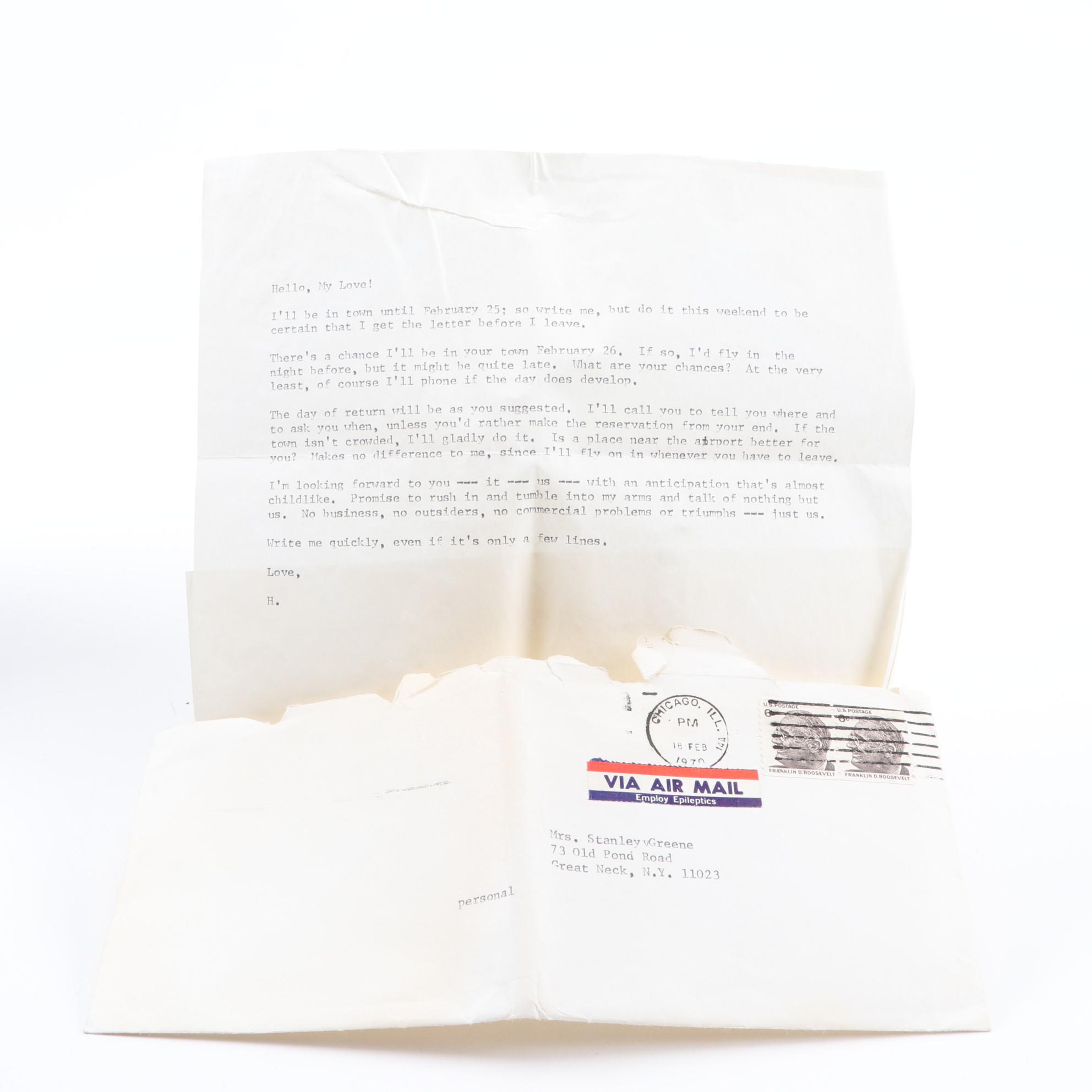 Filmmaker Herschell Gordon Lewis Love Letters to Sara Greene, 1970s