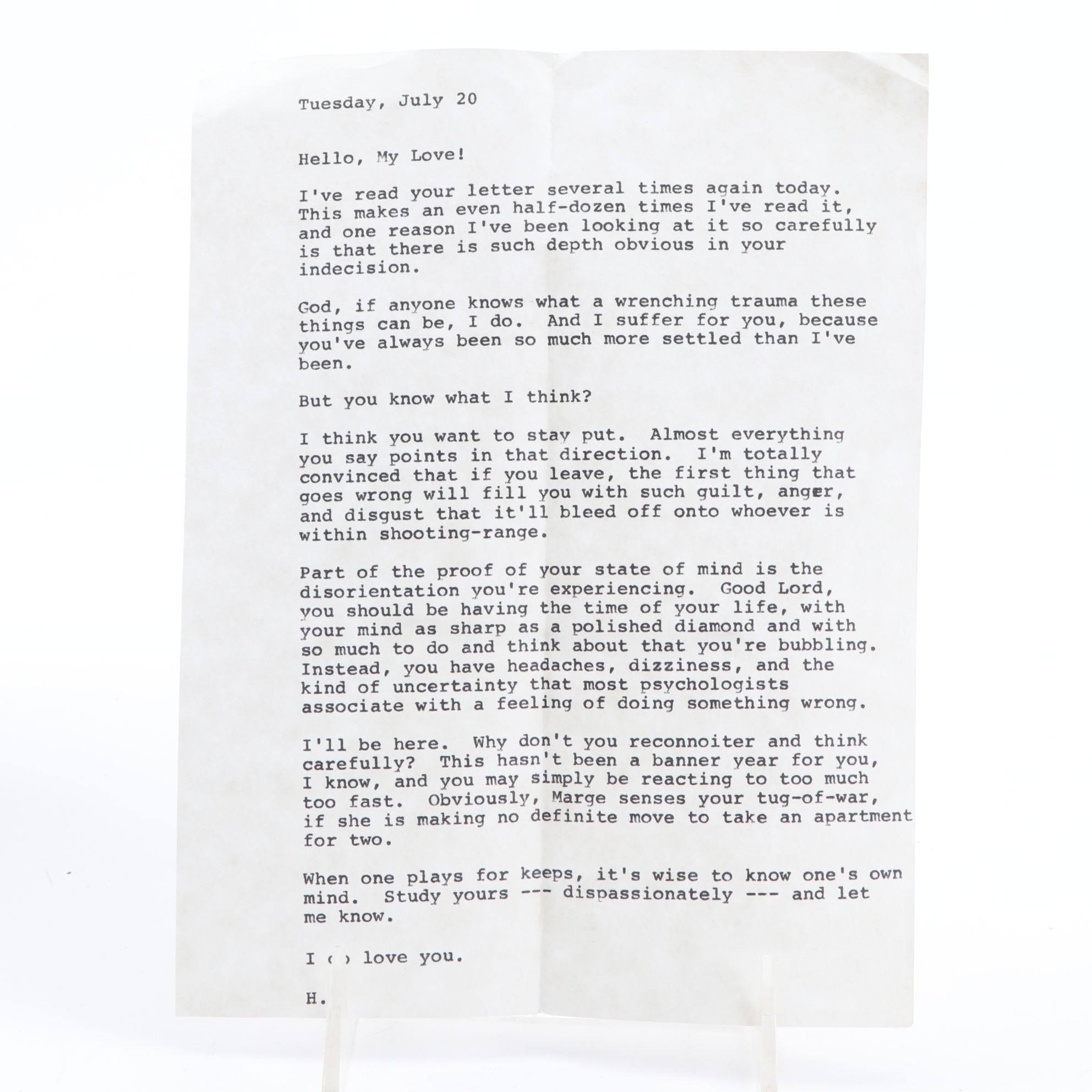 Filmmaker Herschell Gordon Lewis Love Letters to Sara Greene, 1970s