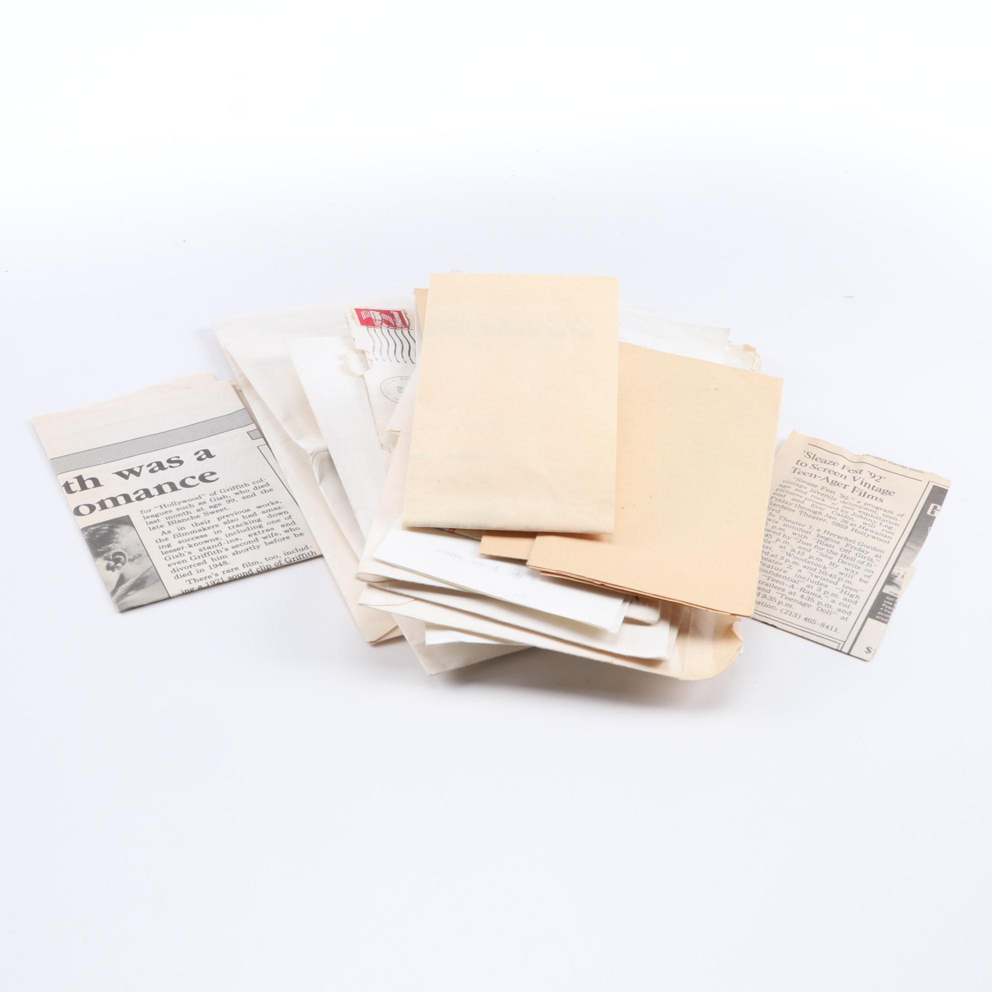 Filmmaker Herschell Gordon Lewis Love Letters to Sara Greene, 1970s