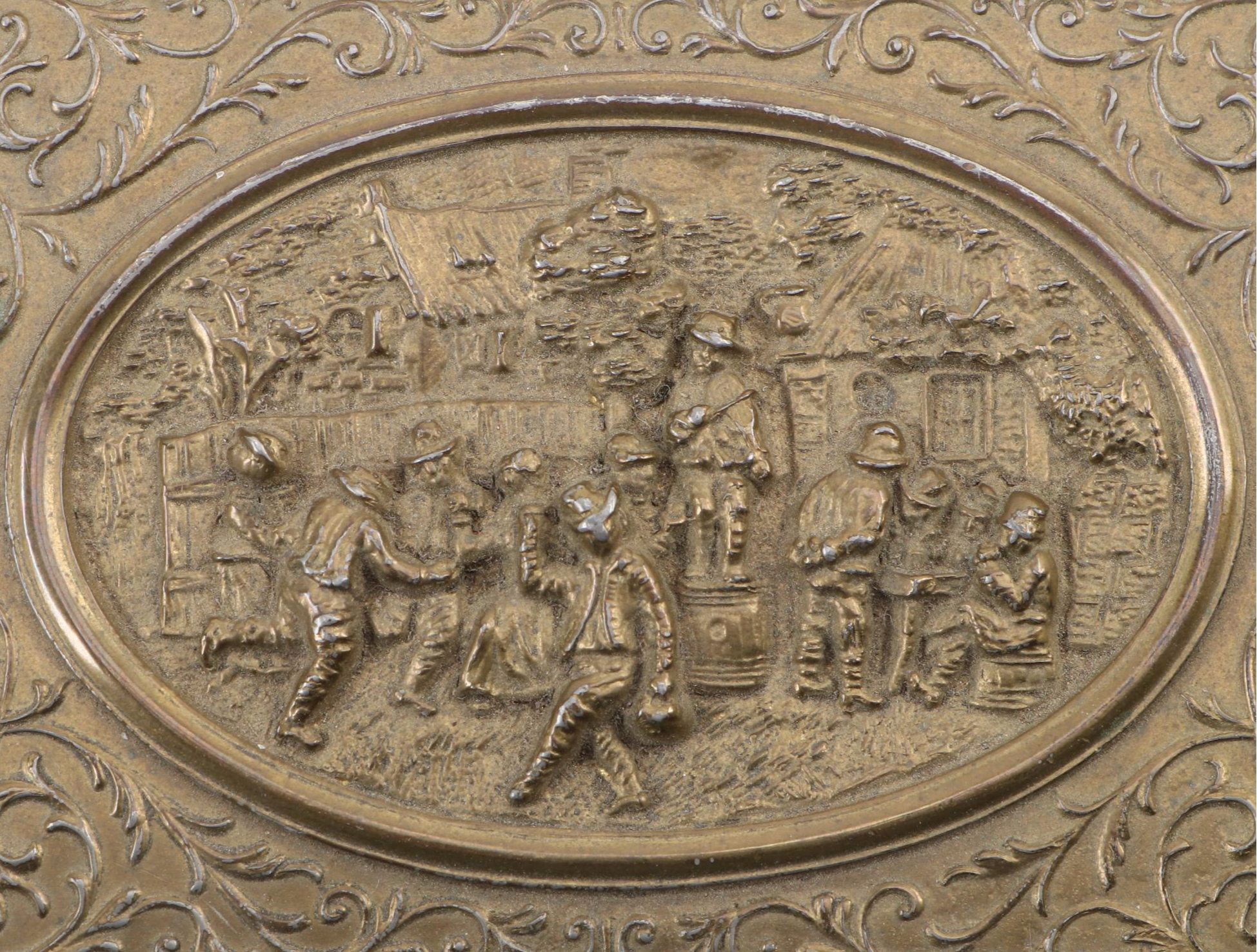 Jennings Brothers Brass Repousse Jewelry Box, Late 19th to Early 20th Century