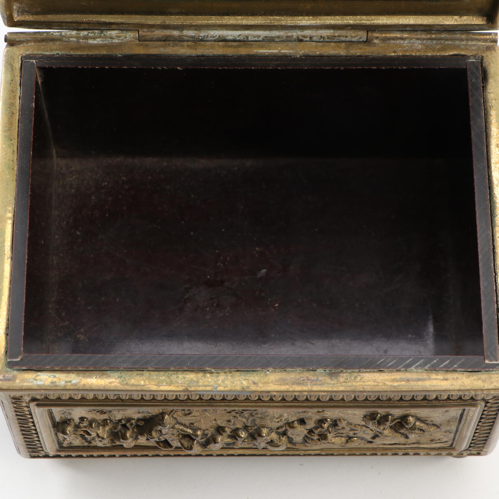 Jennings Brothers Brass Repousse Jewelry Box, Late 19th to Early 20th Century