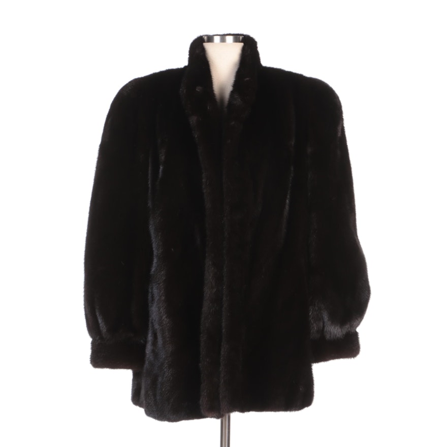 Black Mink Fur Coat with Banded Cuffs from Rhomberg's