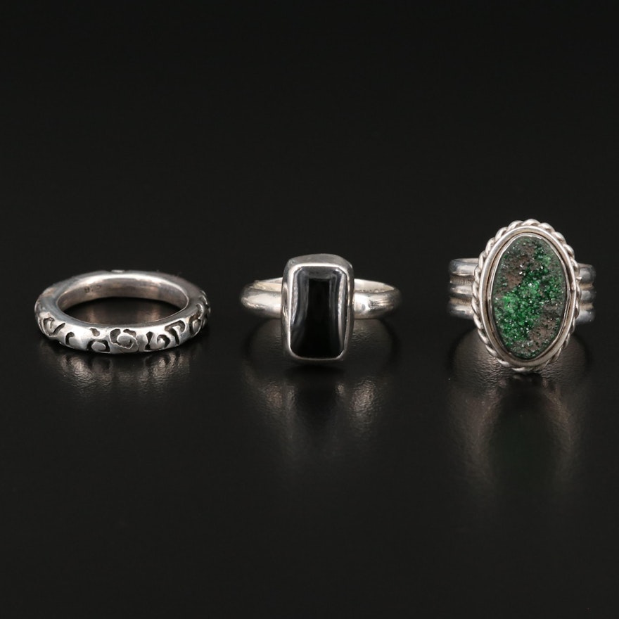 Sterling Rings with Druzy and Glass