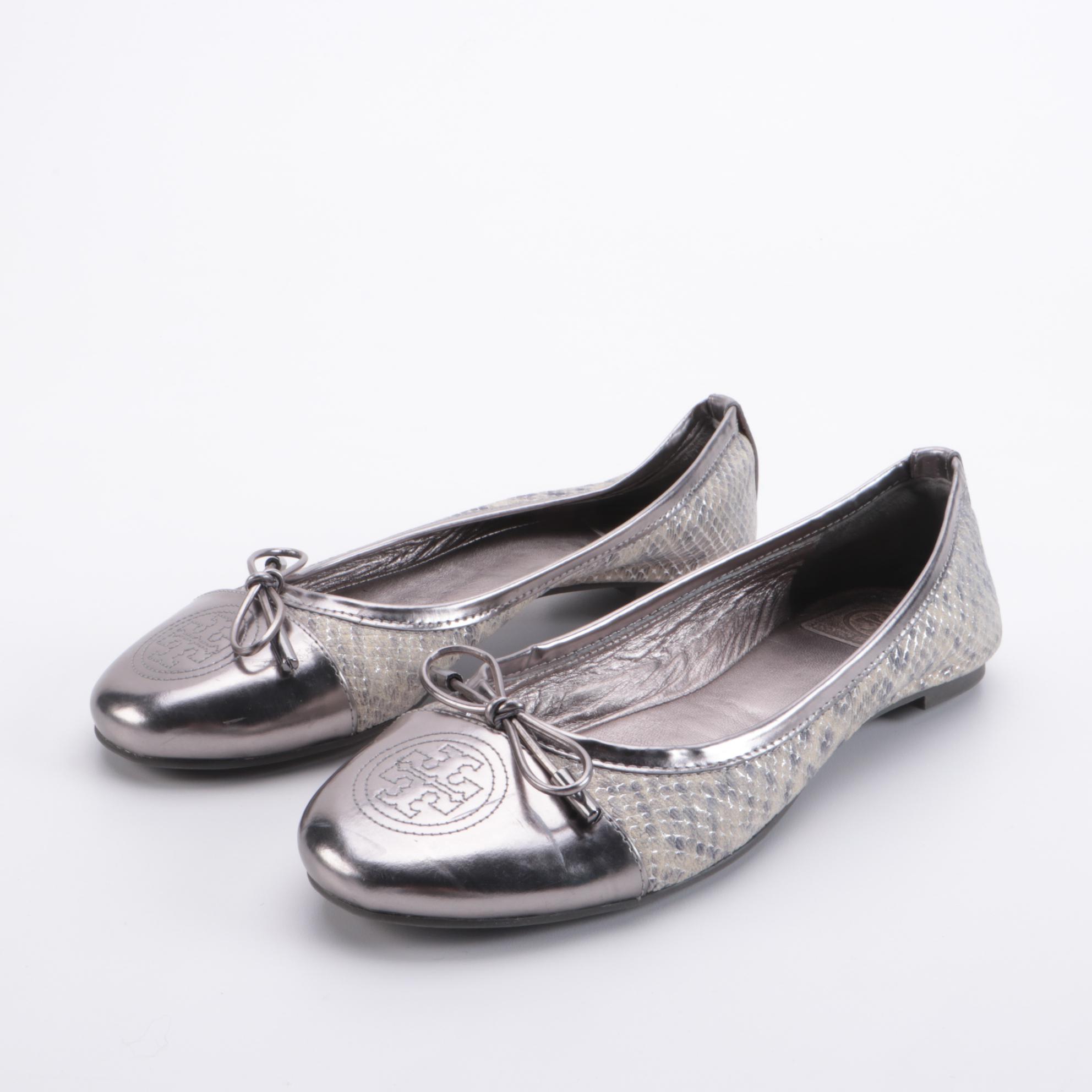Vera Wang Lavender and Tory Burch Metallic Leather Ballet Flats