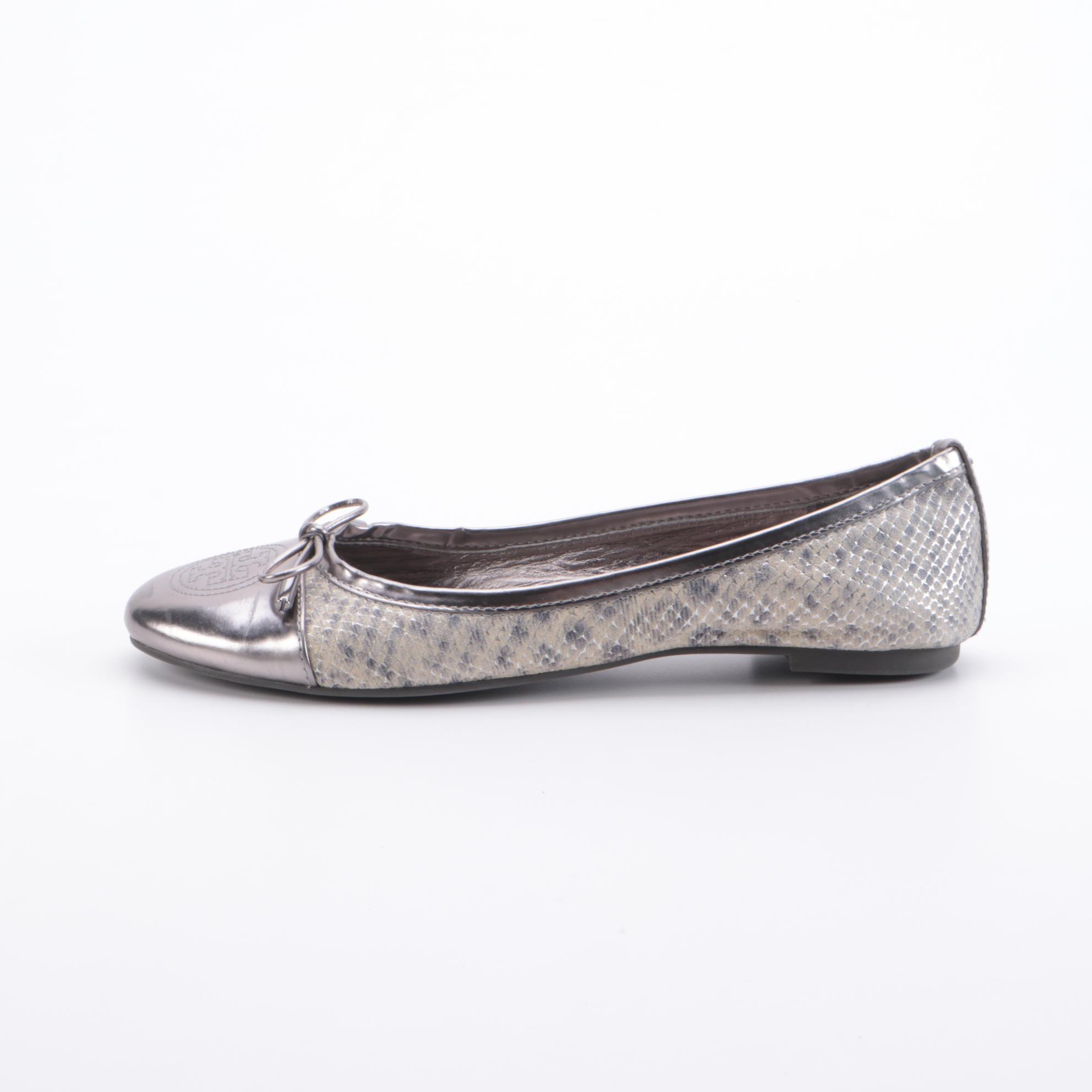 Vera Wang Lavender and Tory Burch Metallic Leather Ballet Flats