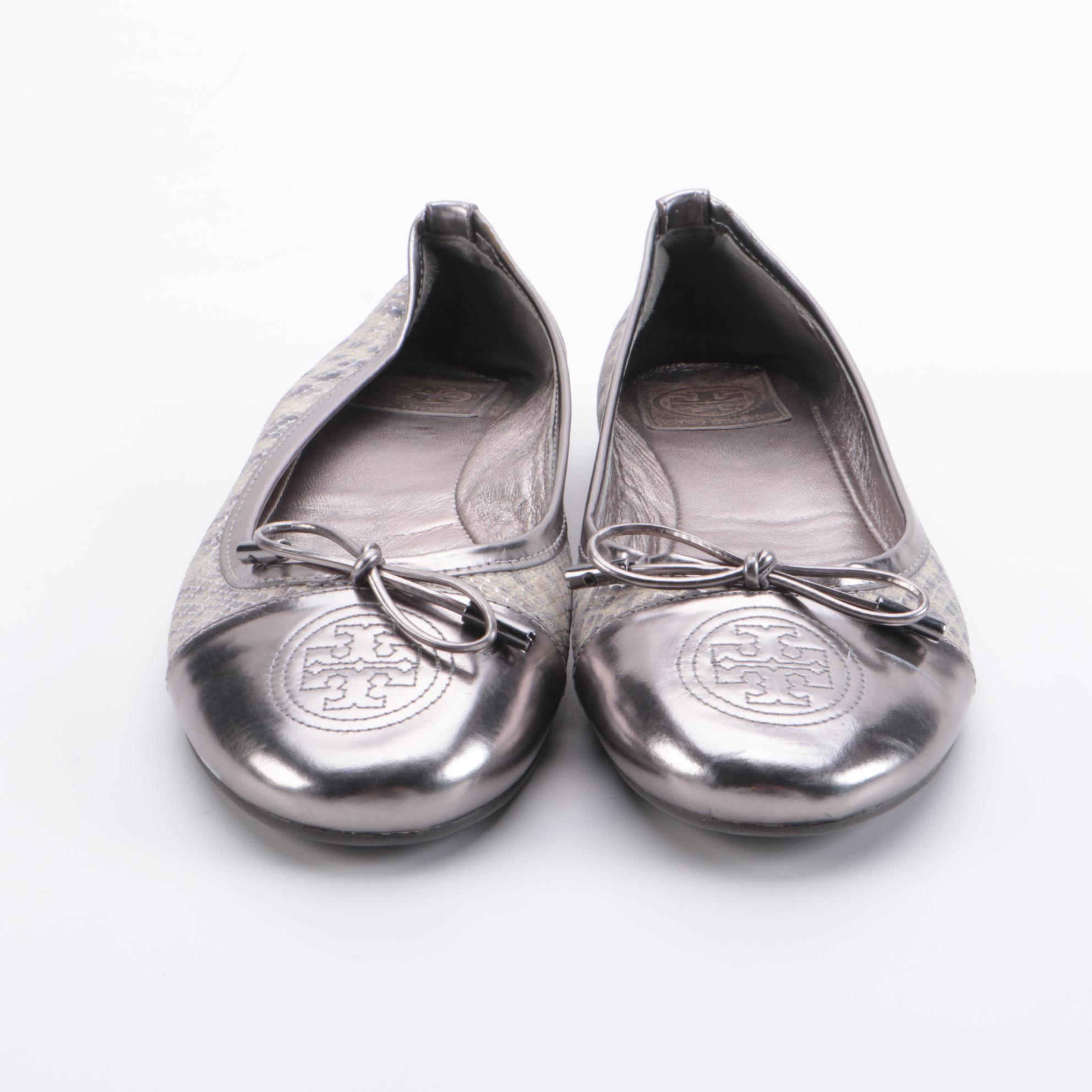 Vera Wang Lavender and Tory Burch Metallic Leather Ballet Flats