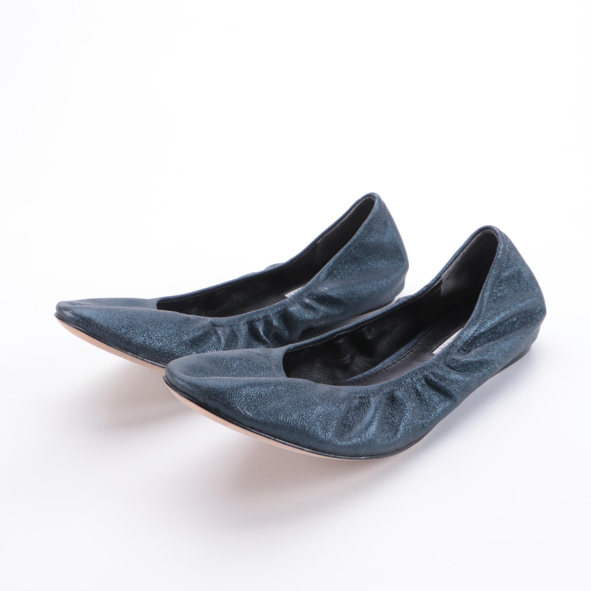 Vera Wang Lavender and Tory Burch Metallic Leather Ballet Flats