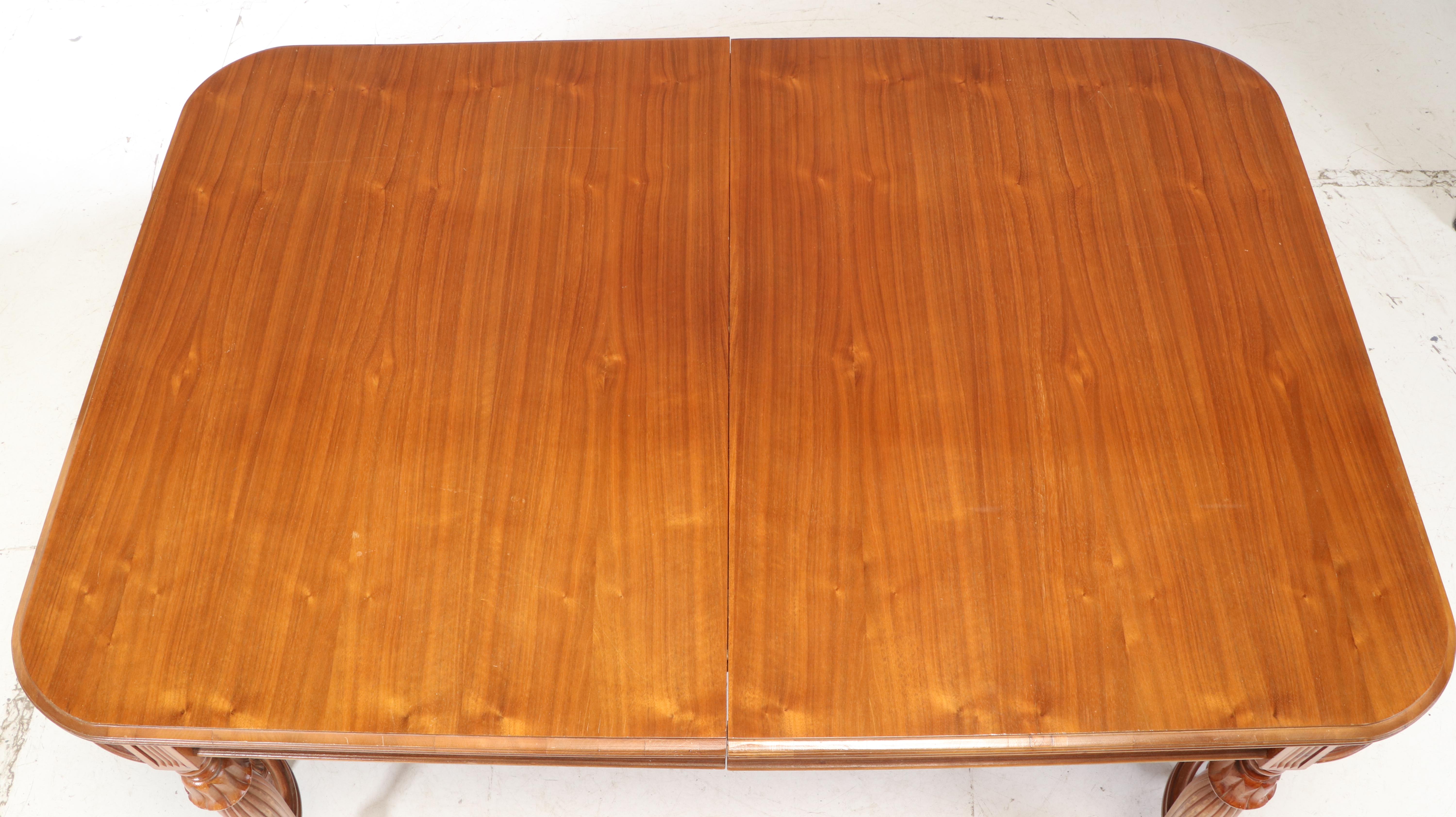 Jacobean Style Birch Expandable Dining Table, Mid to Late 20th Century