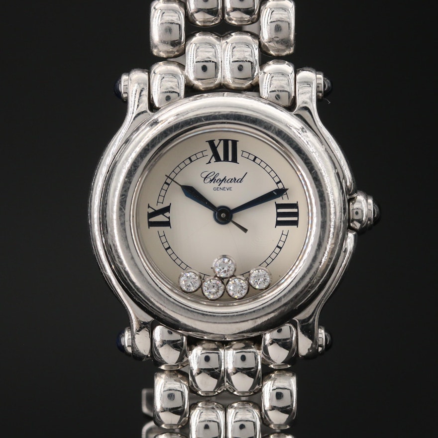 Chopard Happy Sport Diamond and Stainless Steel Wristwatch