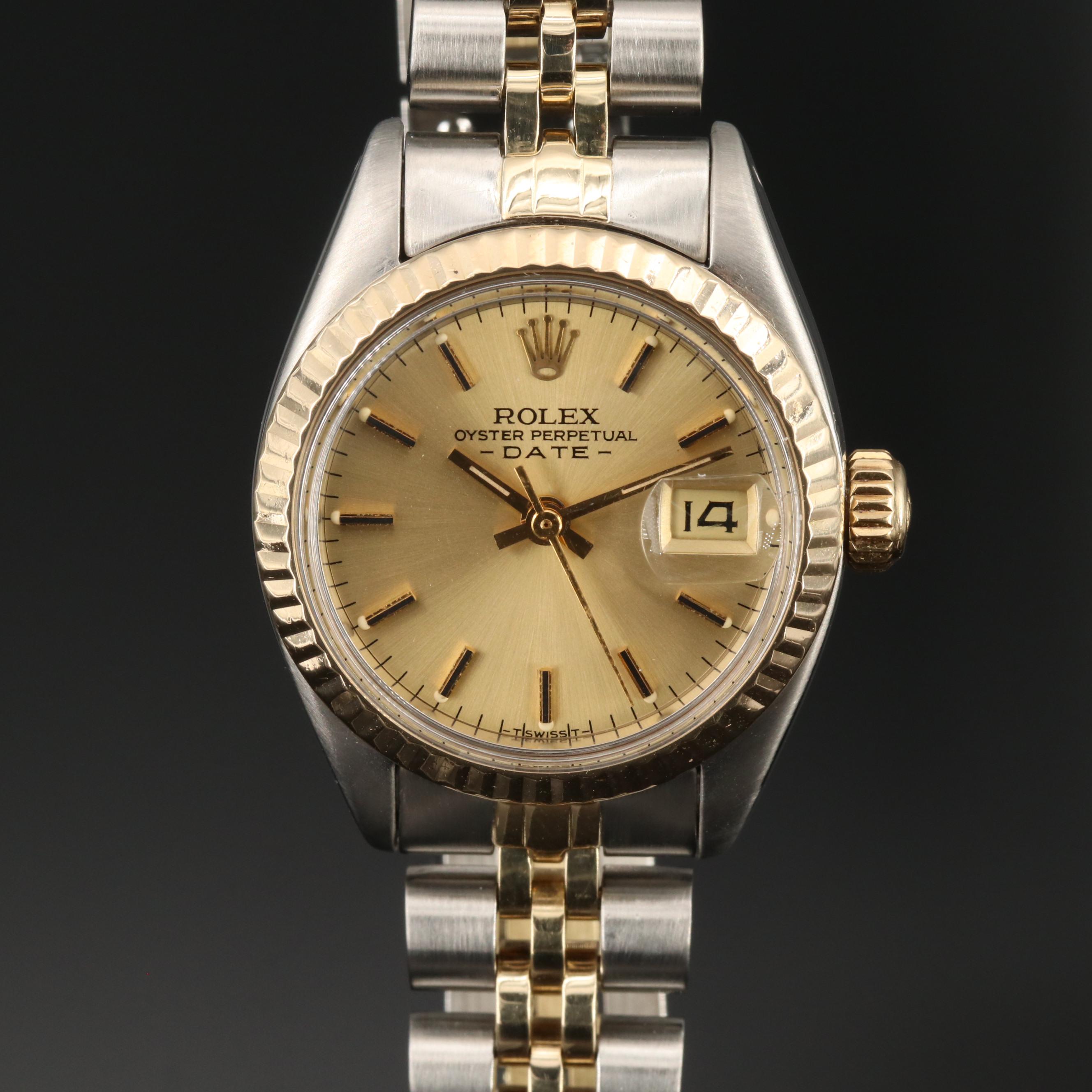1981 Rolex "Date" 14K Gold and Stainless Steel Automatic Watch
