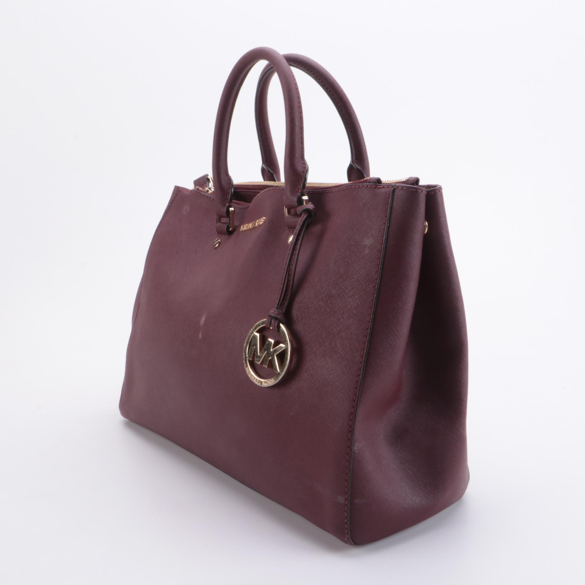 Tory Burch Pink and MICHAEL Michael Kors Burgundy Saffiano Leather Two-Way Bags