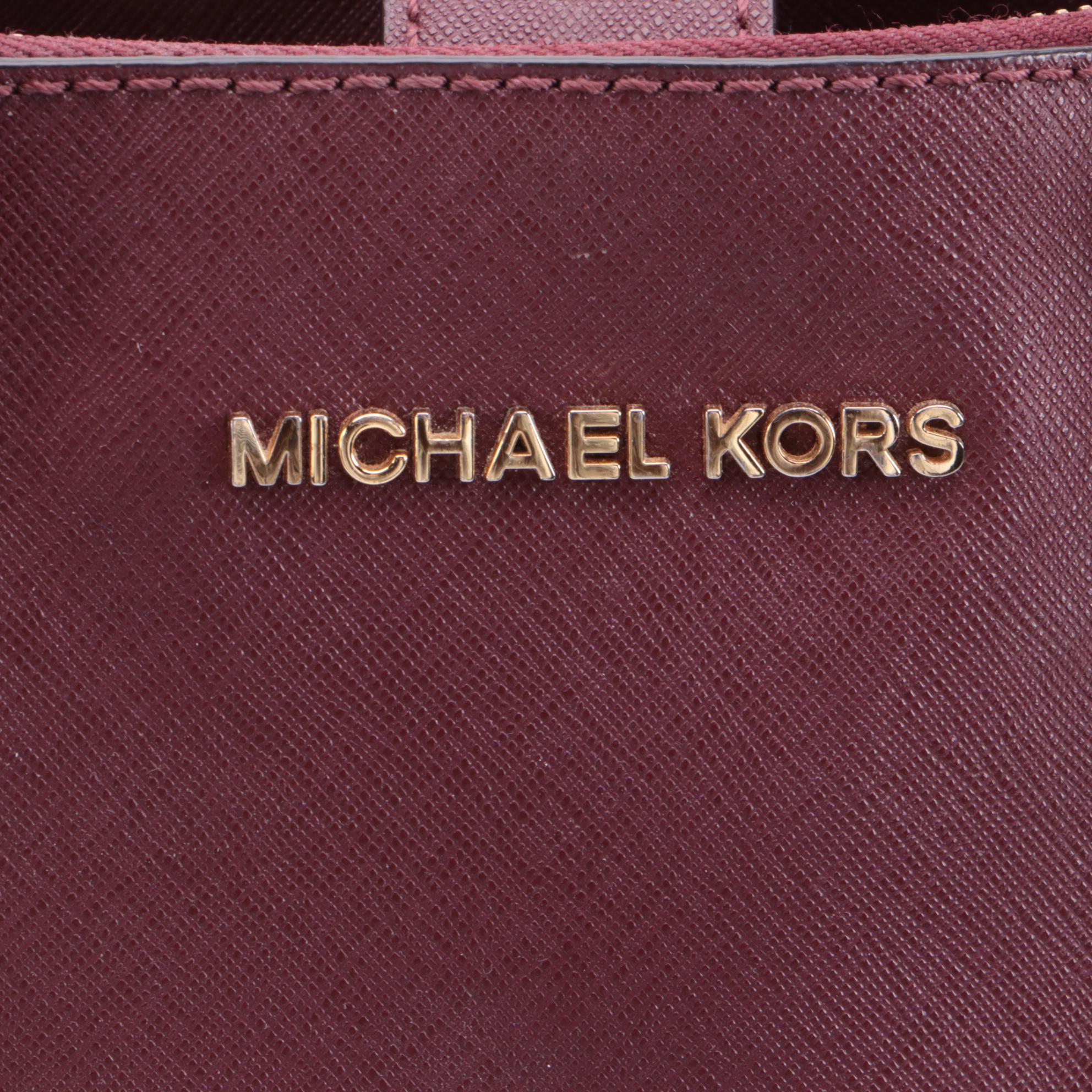 Tory Burch Pink and MICHAEL Michael Kors Burgundy Saffiano Leather Two-Way Bags