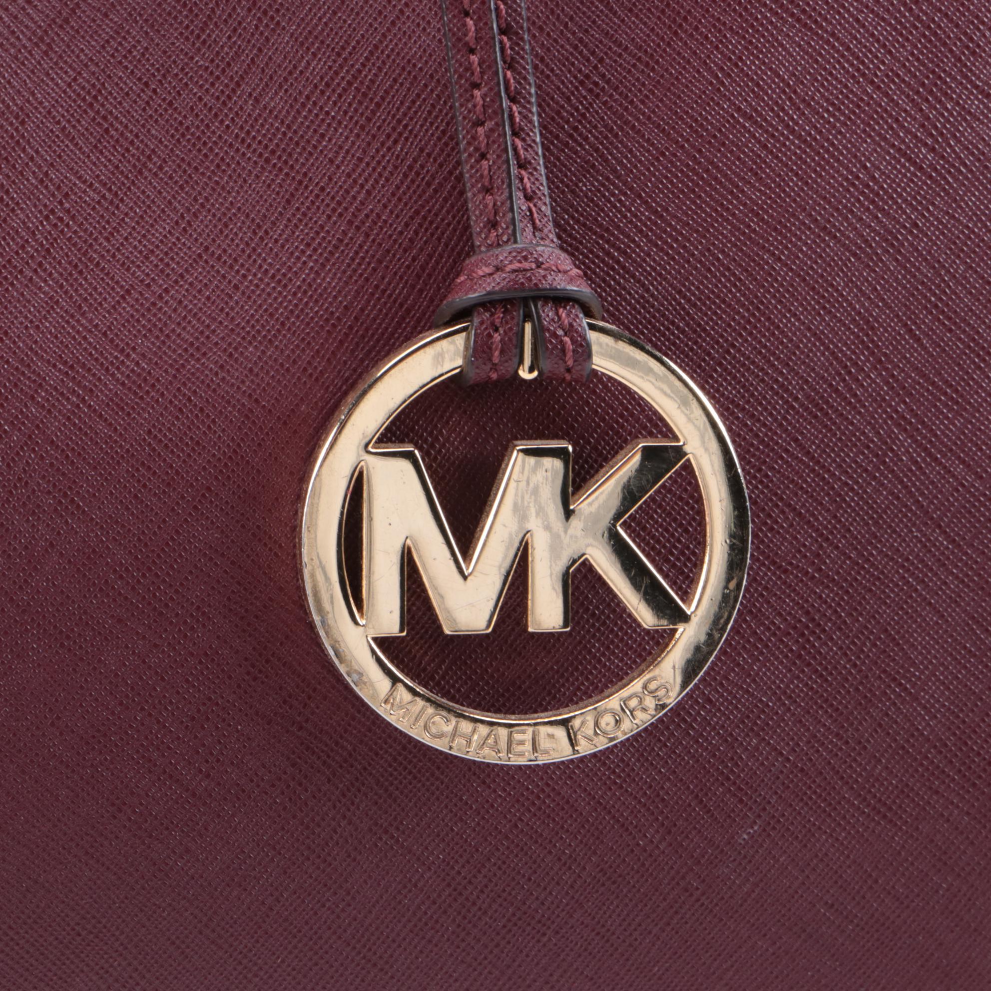 Tory Burch Pink and MICHAEL Michael Kors Burgundy Saffiano Leather Two-Way Bags