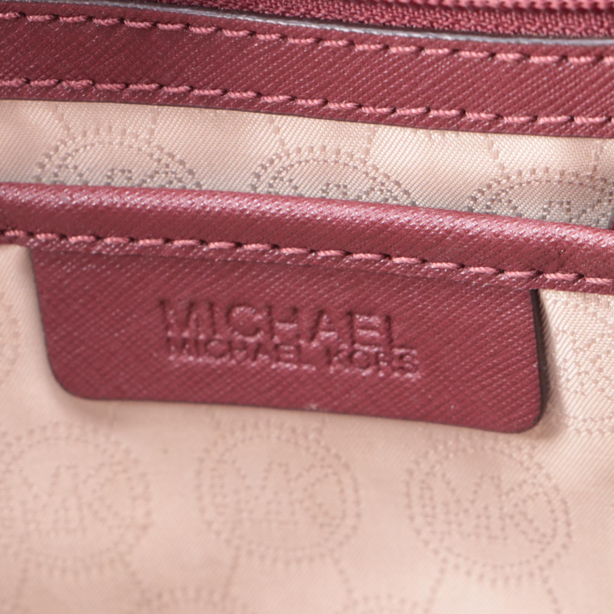 Tory Burch Pink and MICHAEL Michael Kors Burgundy Saffiano Leather Two-Way Bags
