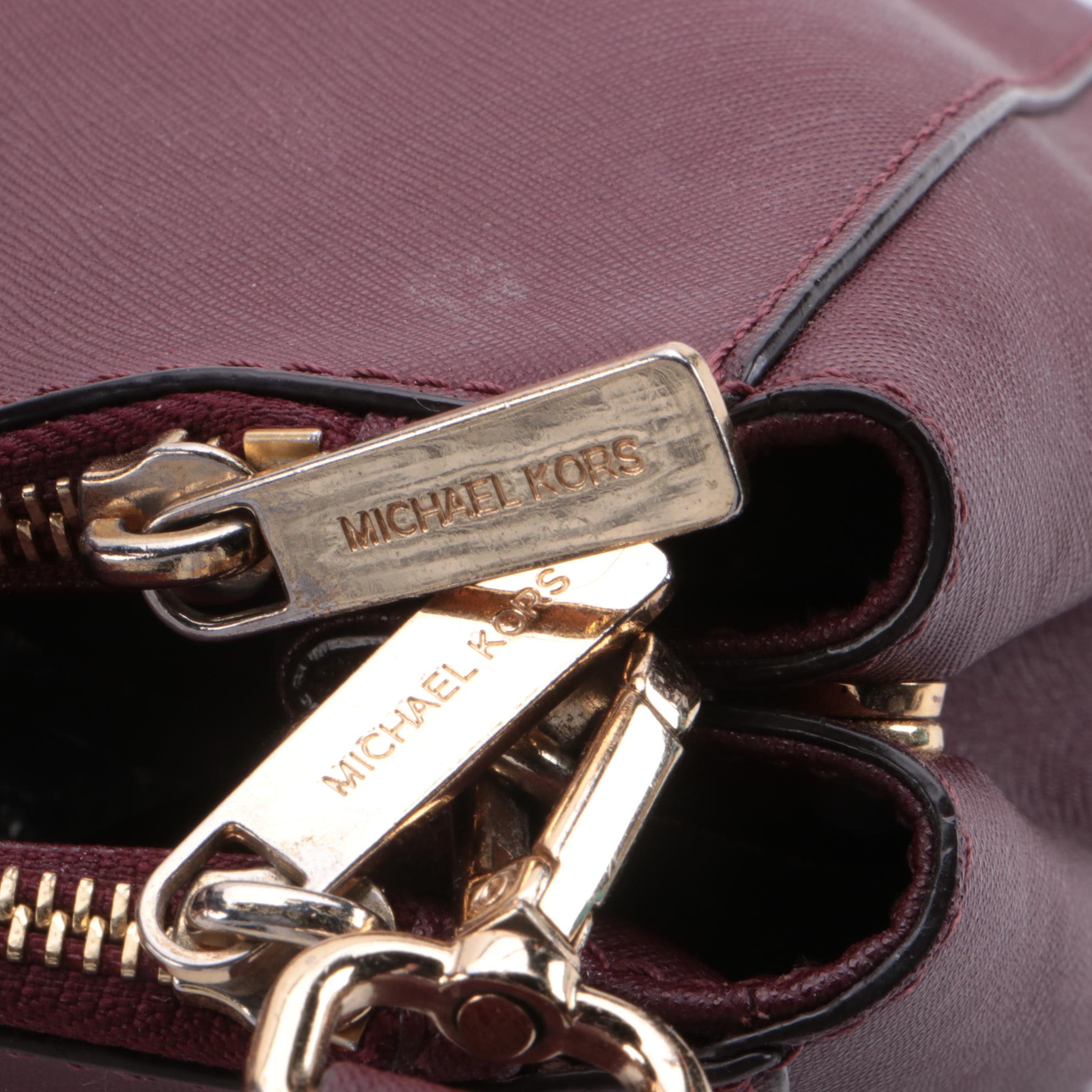 Tory Burch Pink and MICHAEL Michael Kors Burgundy Saffiano Leather Two-Way Bags