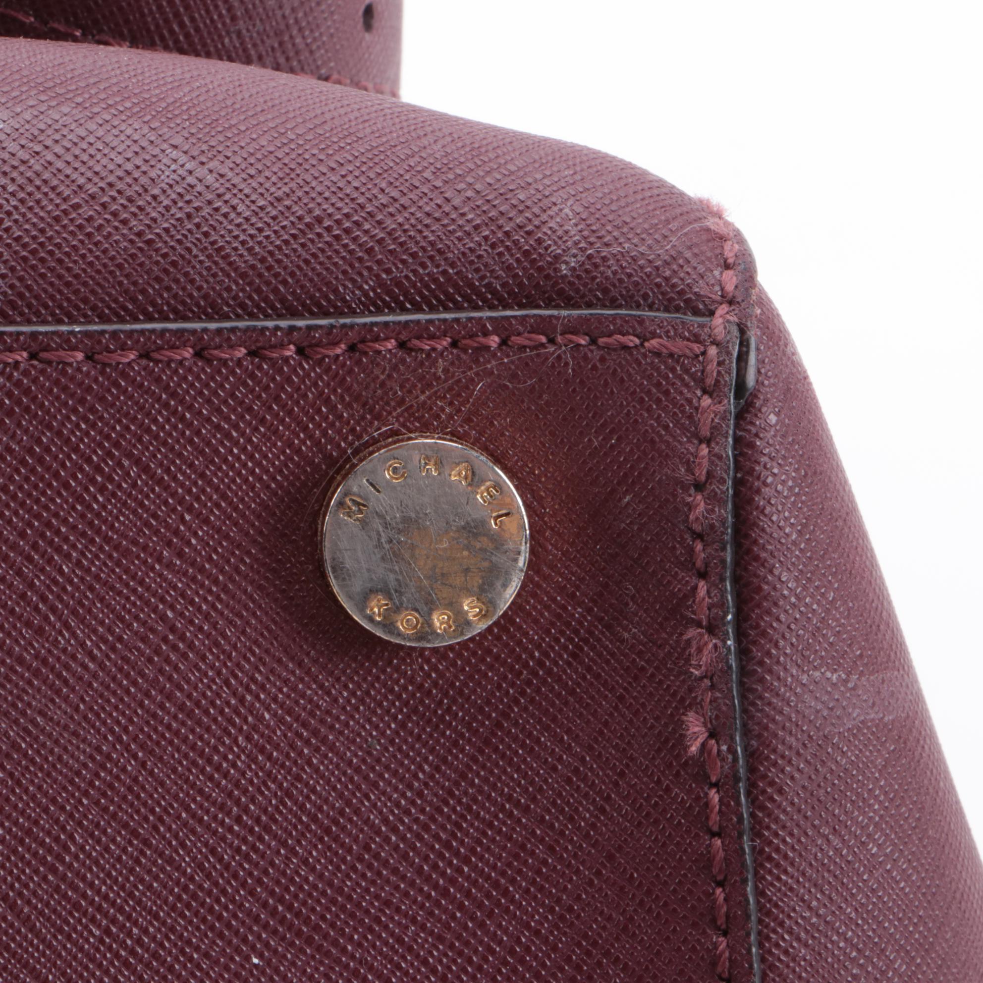 Tory Burch Pink and MICHAEL Michael Kors Burgundy Saffiano Leather Two-Way Bags