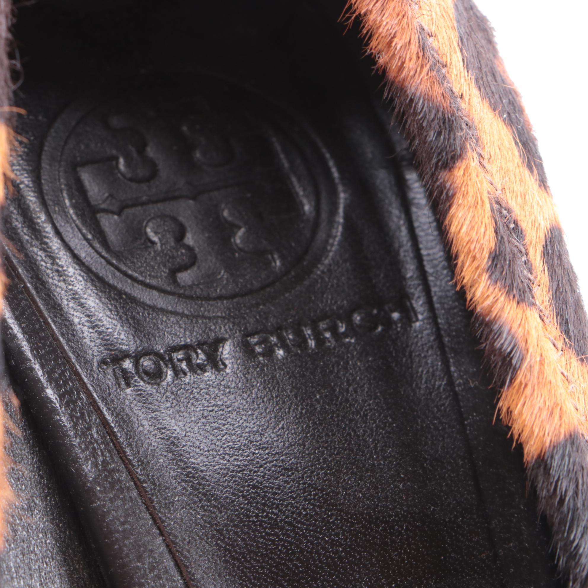 Tory Burch Leopard Print and Metallic Leather Wedges