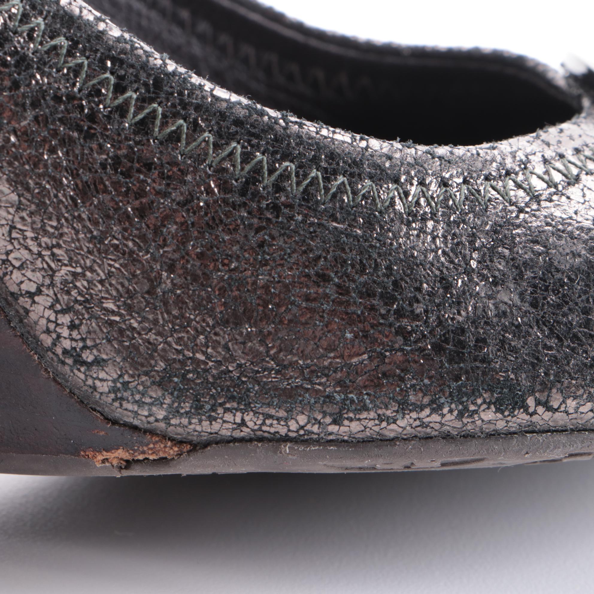 Tory Burch Leopard Print and Metallic Leather Wedges