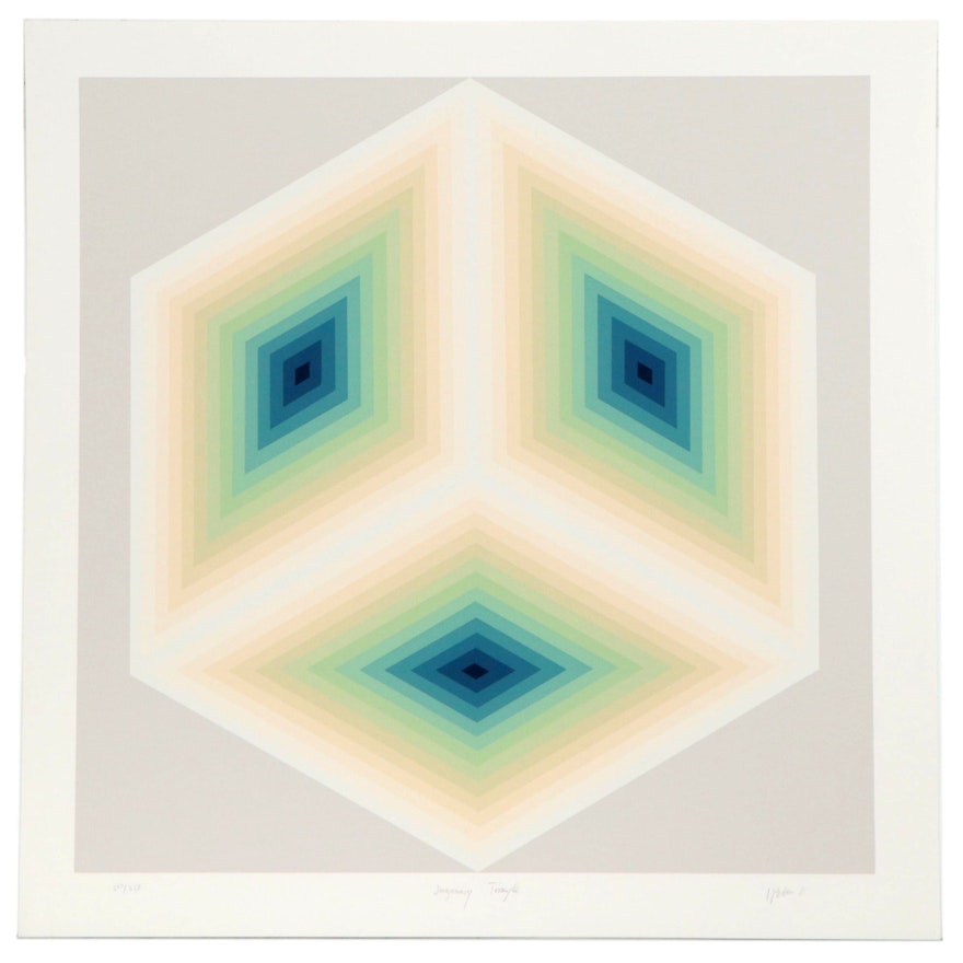 Jurgen Peters Op Art Serigraph "Imaginary Triangle," 1981