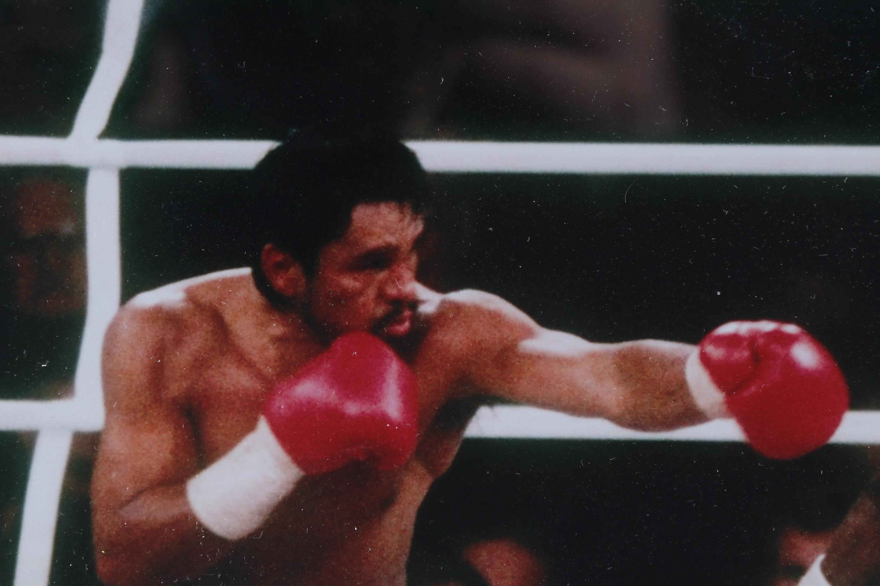 Roberto Duran and Sugar Ray Leonard Signed Framed Boxing Photo Print, PSA/DNA