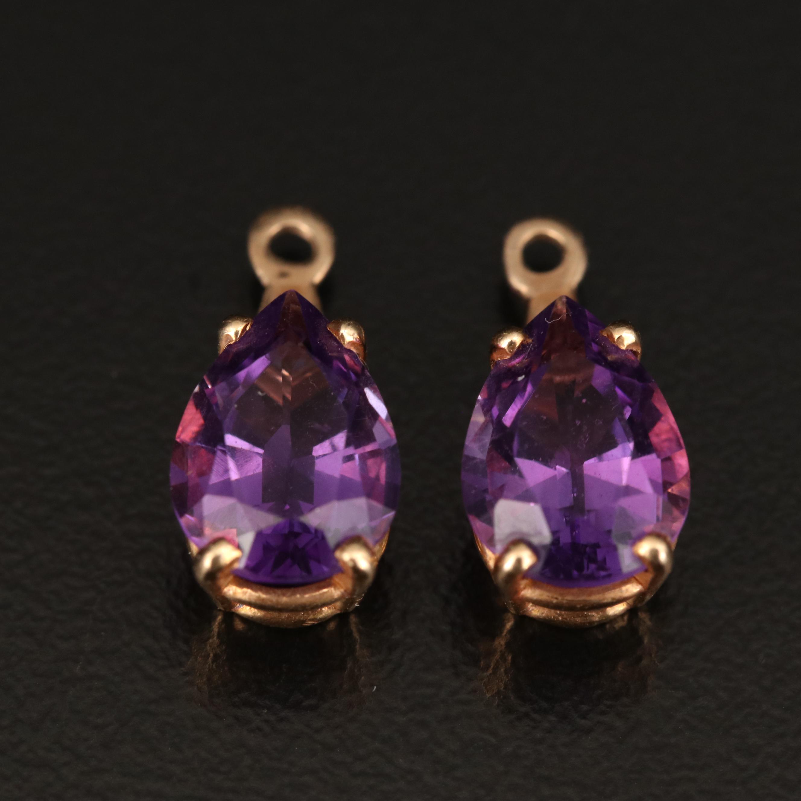 14K Rose Gold Pear Faceted Earring Enhancers