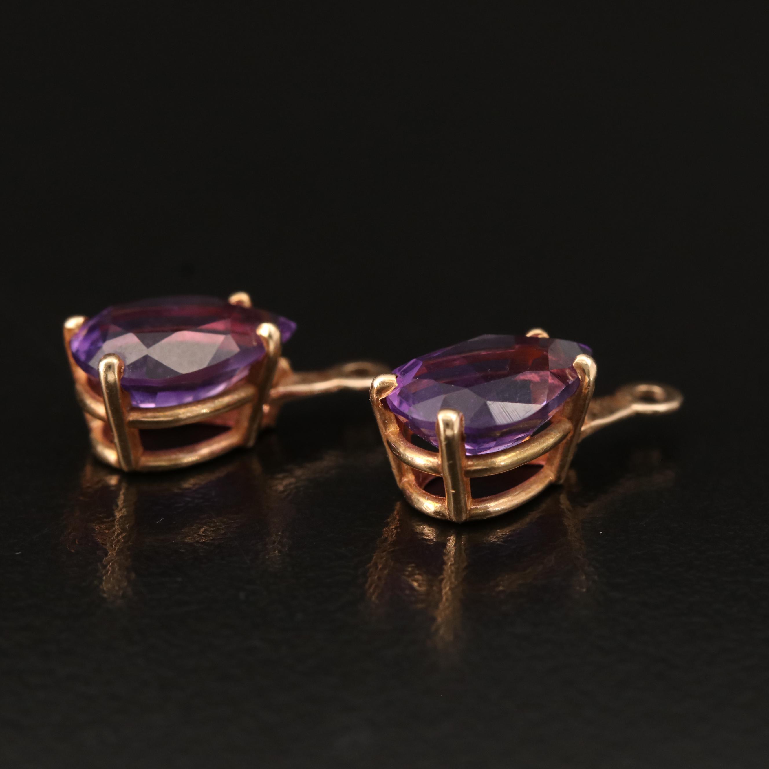 14K Rose Gold Pear Faceted Earring Enhancers