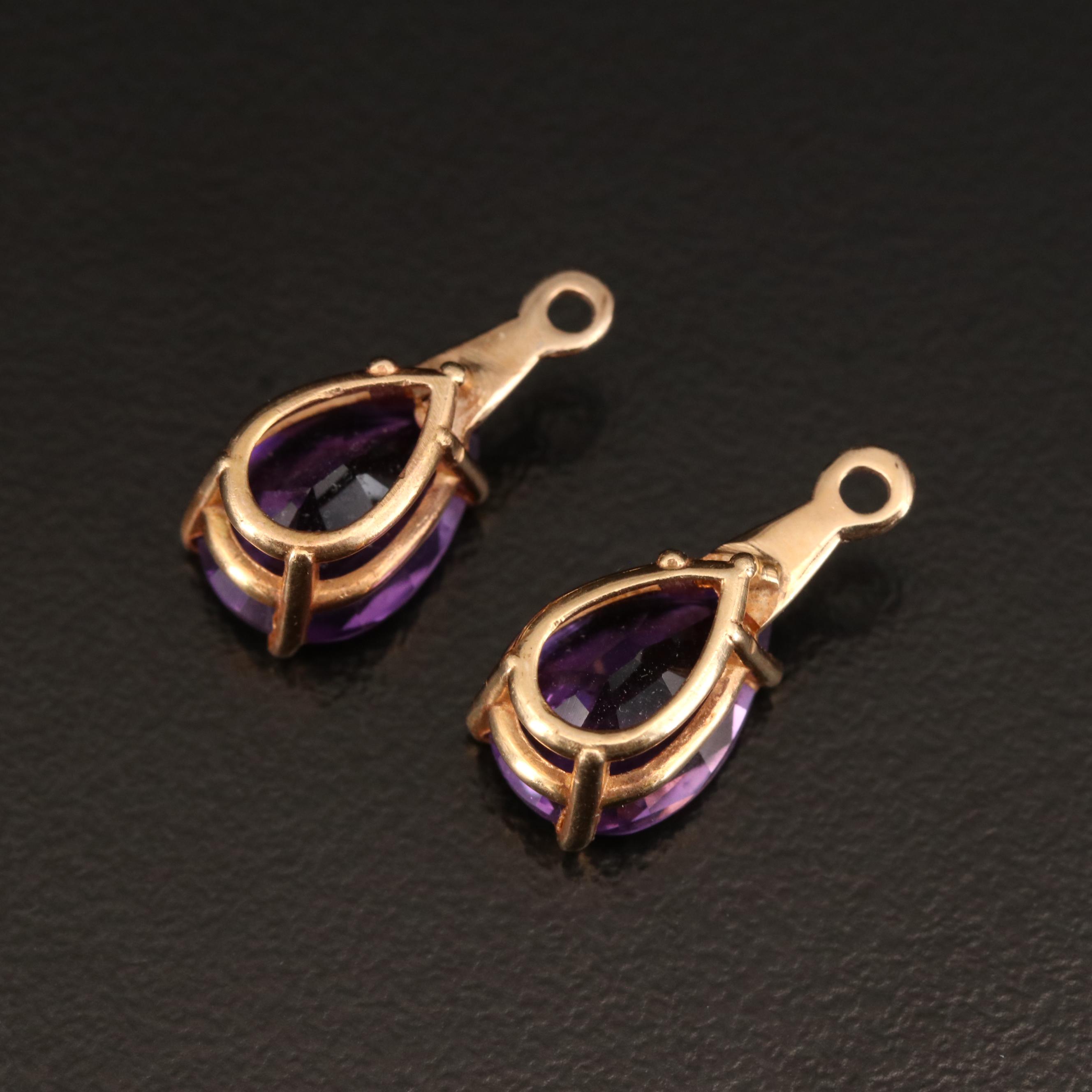 14K Rose Gold Pear Faceted Earring Enhancers