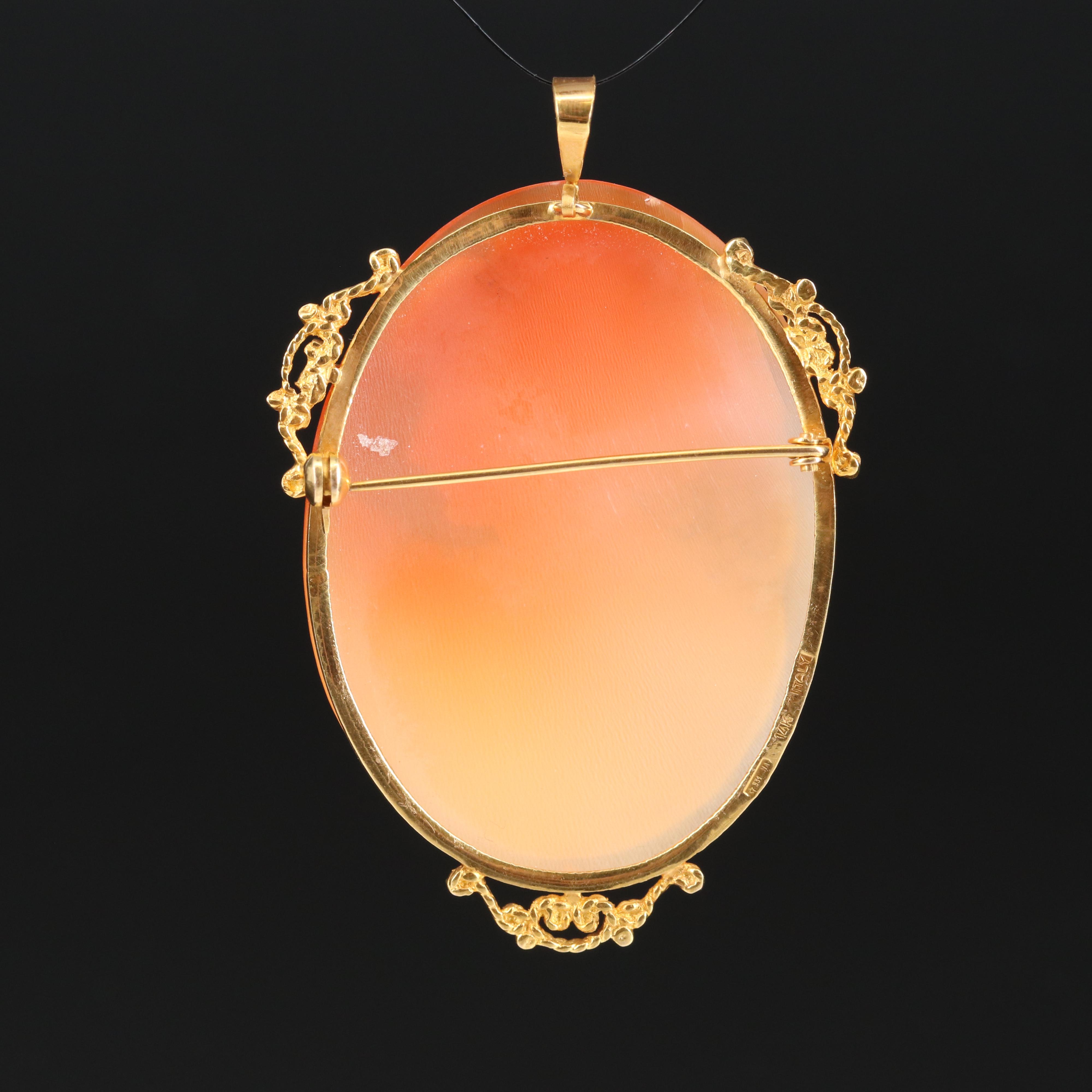 14K Shell Cameo Converter Brooch