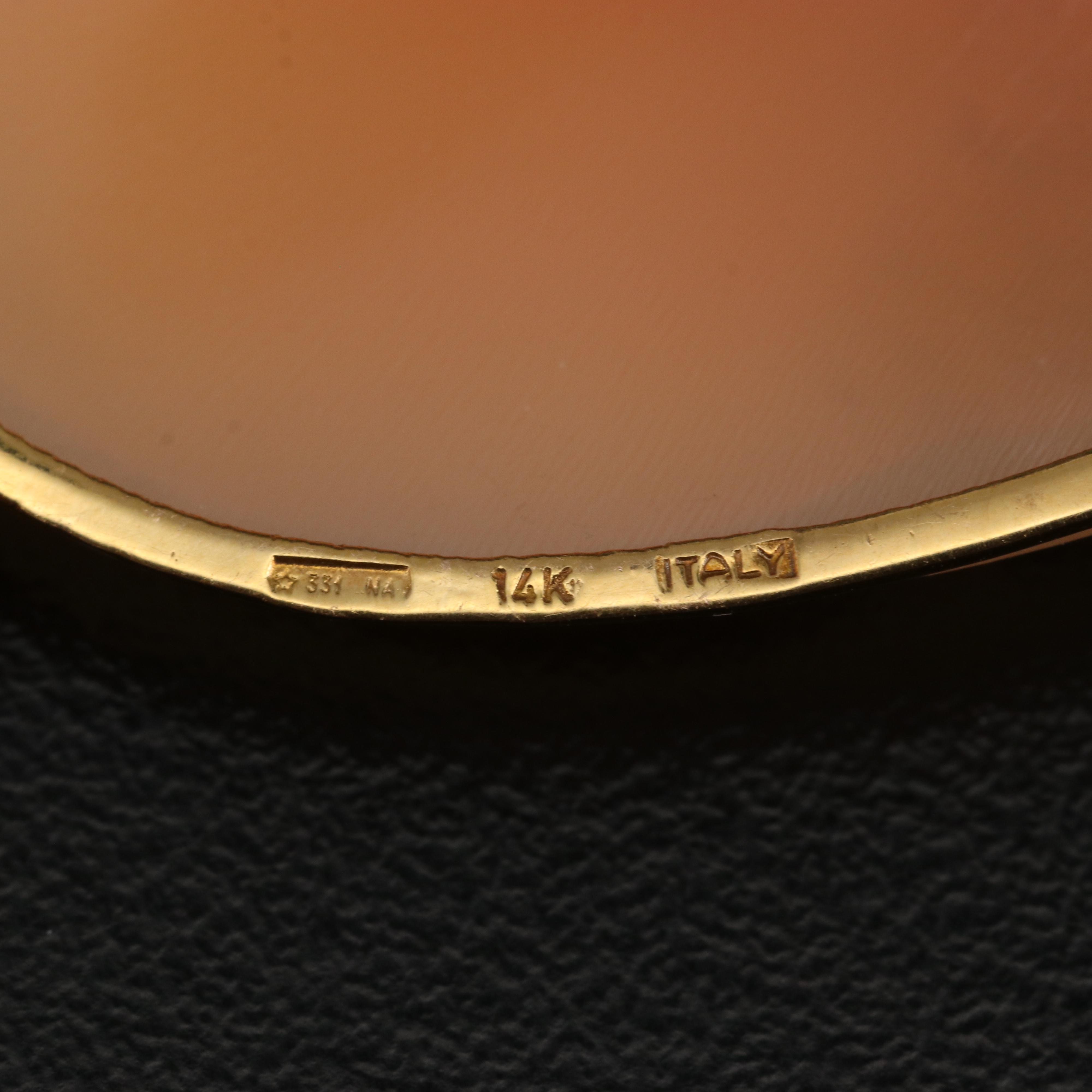 14K Shell Cameo Converter Brooch