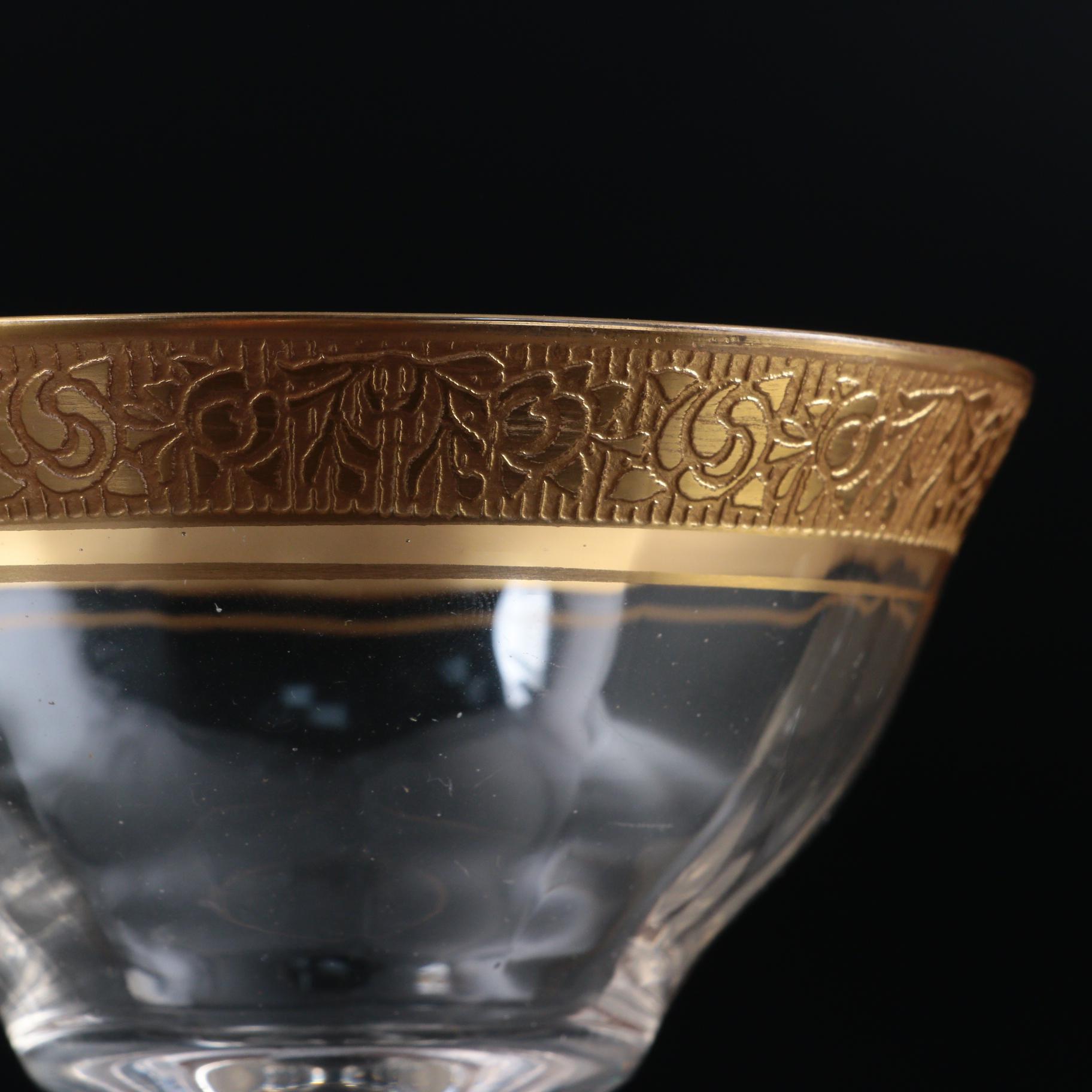 Glastonbury-Lotus "Minton" Gold Encrusted Champagne Coupes