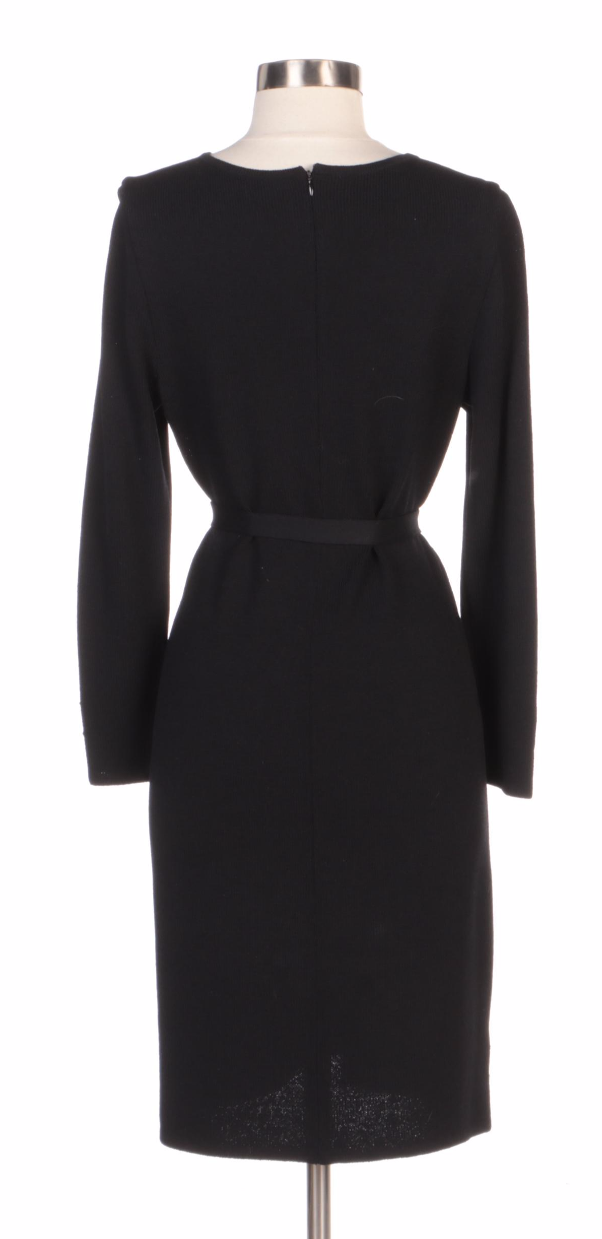 St. John Collection by Marie Gray Black Knit Dress and Jacket with Belts