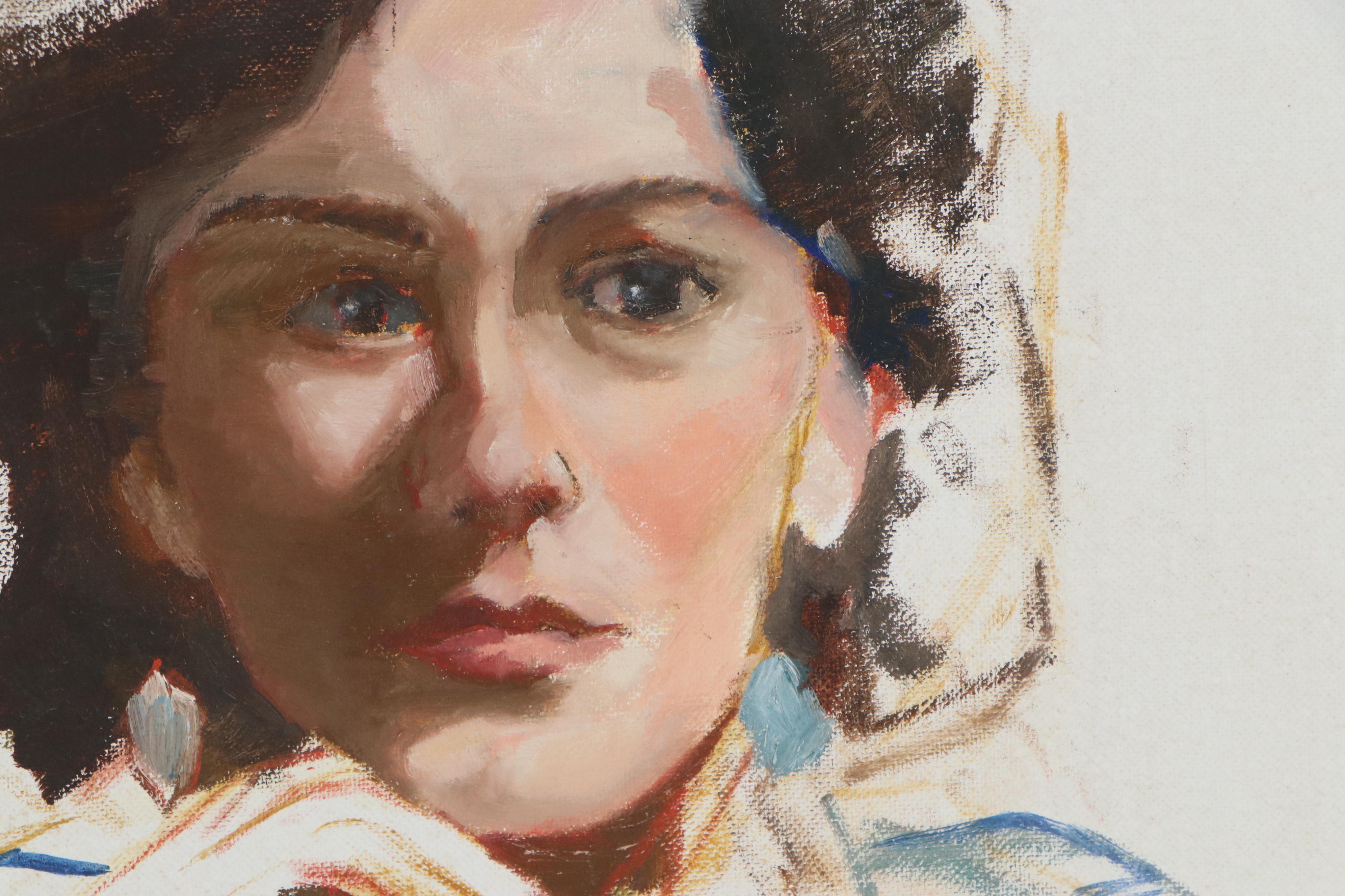 Ann Owen Oil Sketch of Woman, Late 20th Century