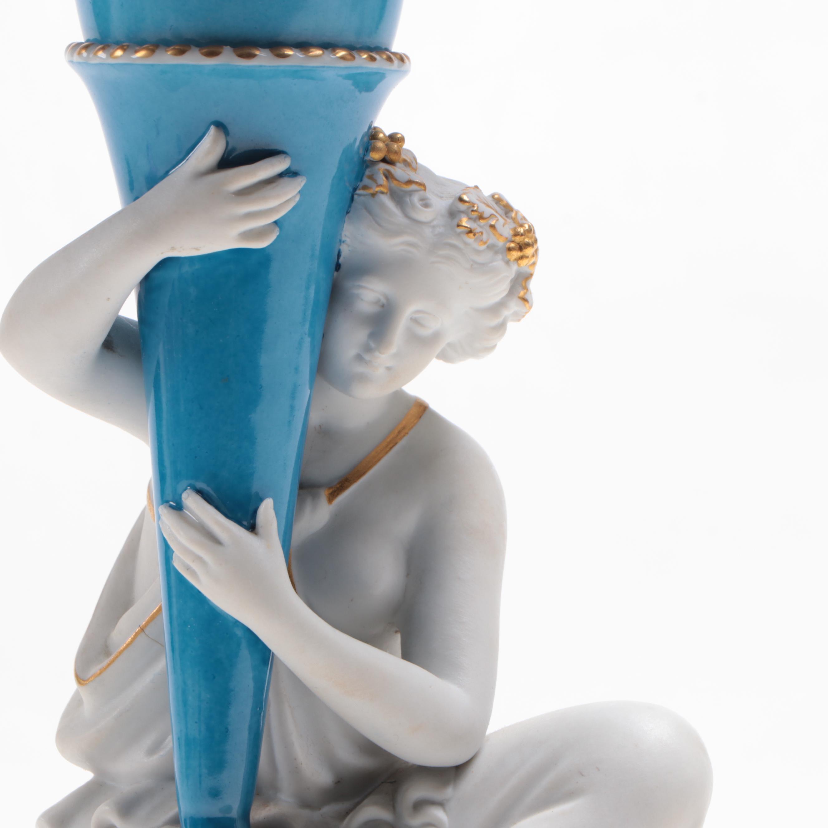 KPM Porcelain Figural Vase, Mid-19th Century
