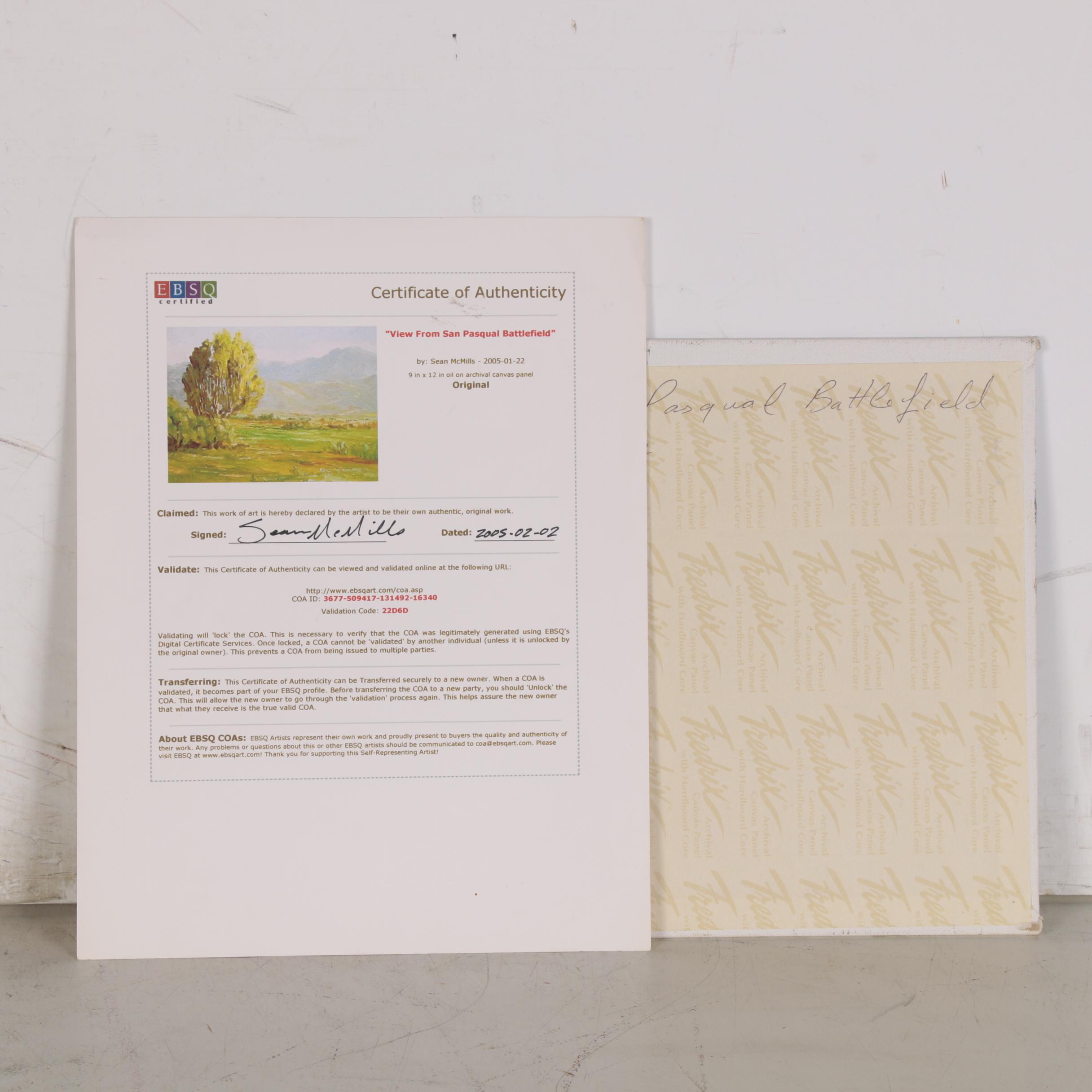 Sean McMills Oil Painting "View from San Pasqual Battlefield"