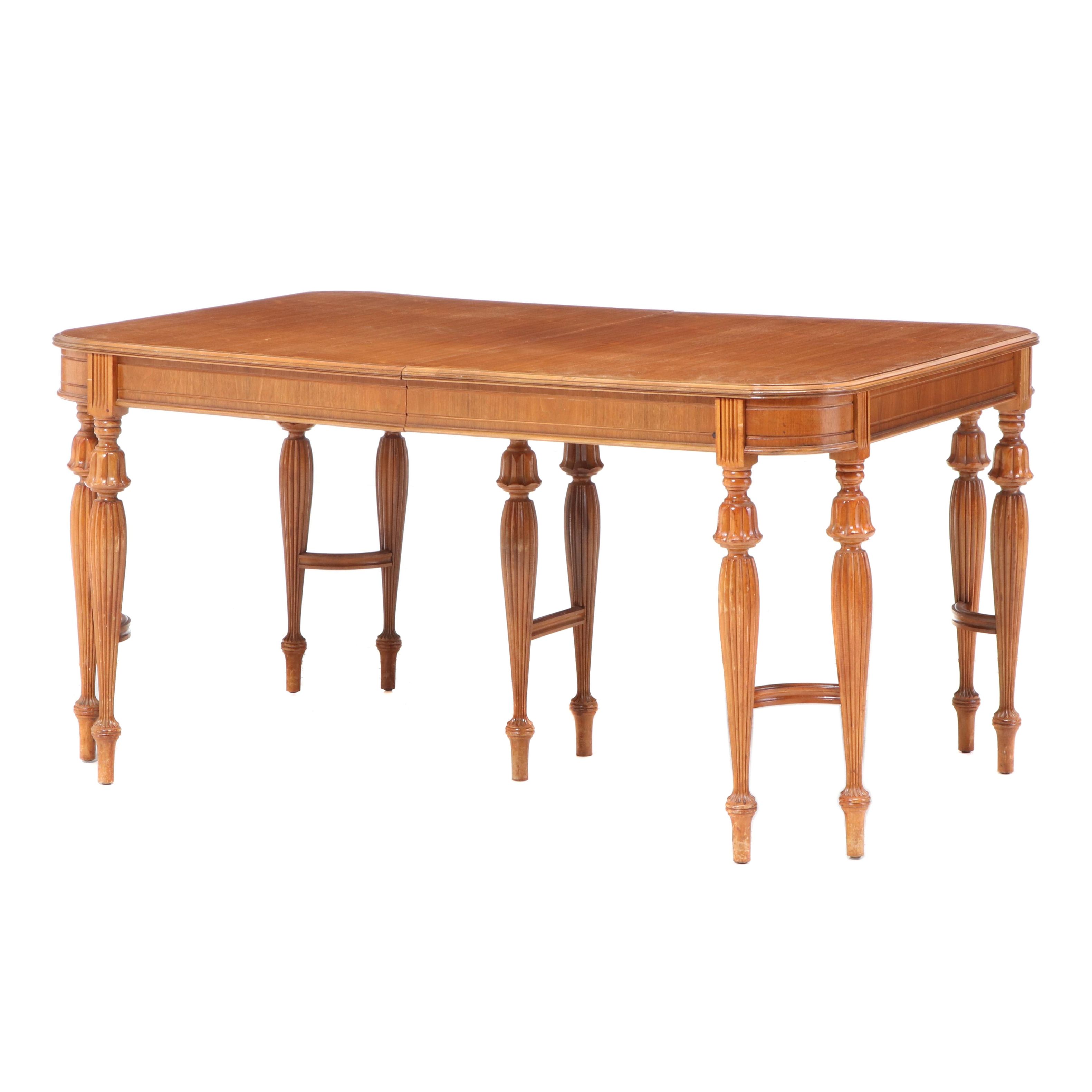 Jacobean Style Birch Expandable Dining Table, Mid to Late 20th Century