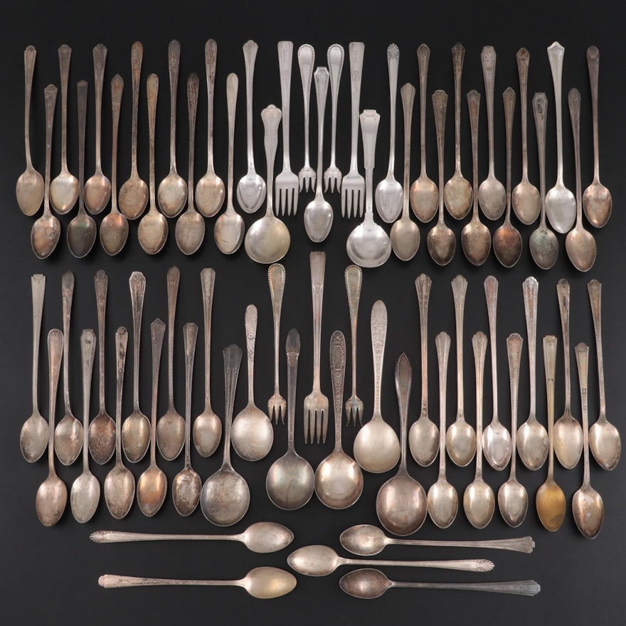 American Silver Plate Iced Tea Spoons, Soup Spoons, and Cocktail Forks