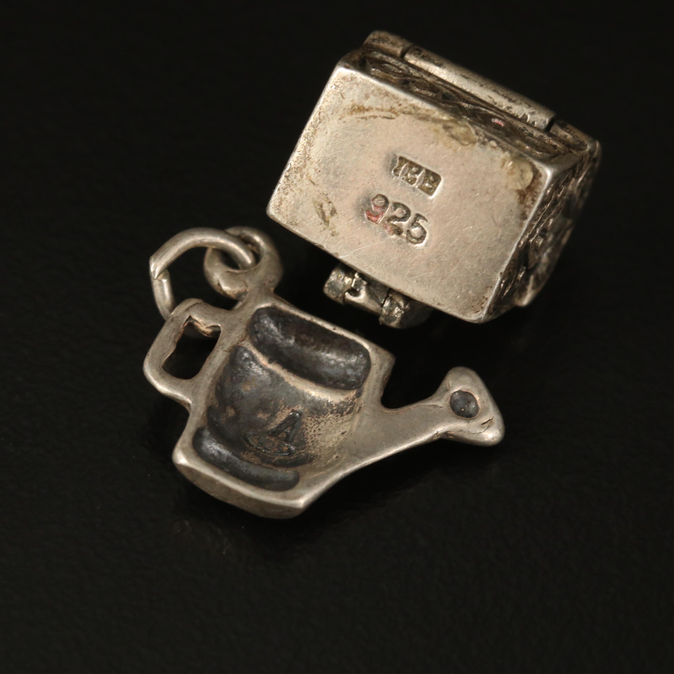 Sterling Charms and Charm Bracelet with Chest and Rainbow Moonstone